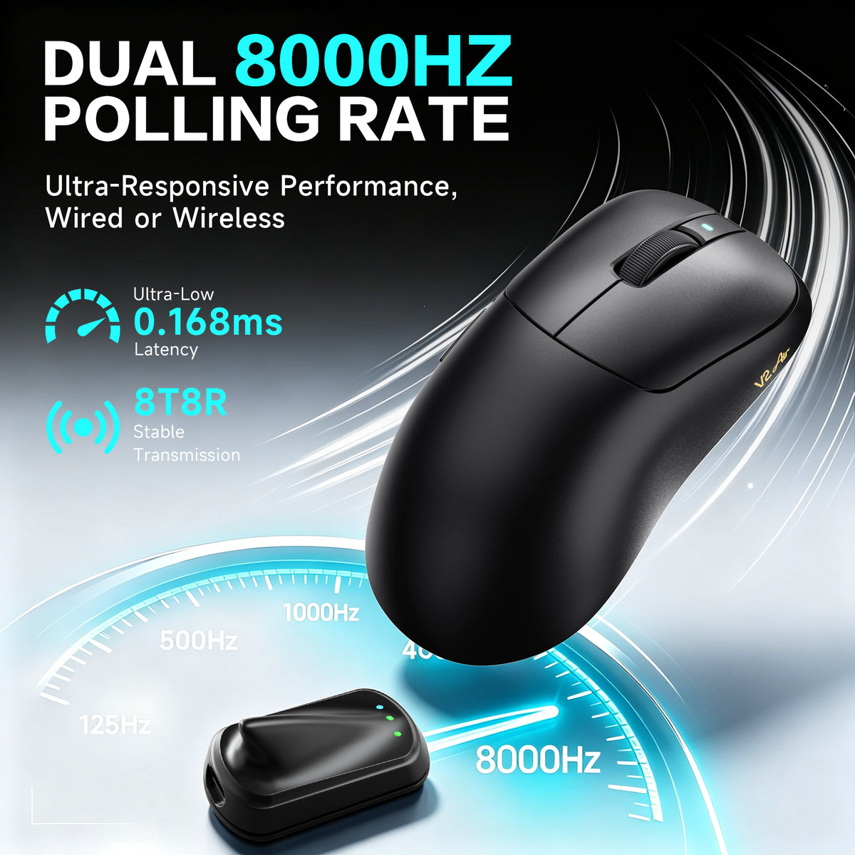 Ergonomiczna bezprzewodowa mysz gamingowa ATTACK SHARK V2 AIR PAW3955MAX
