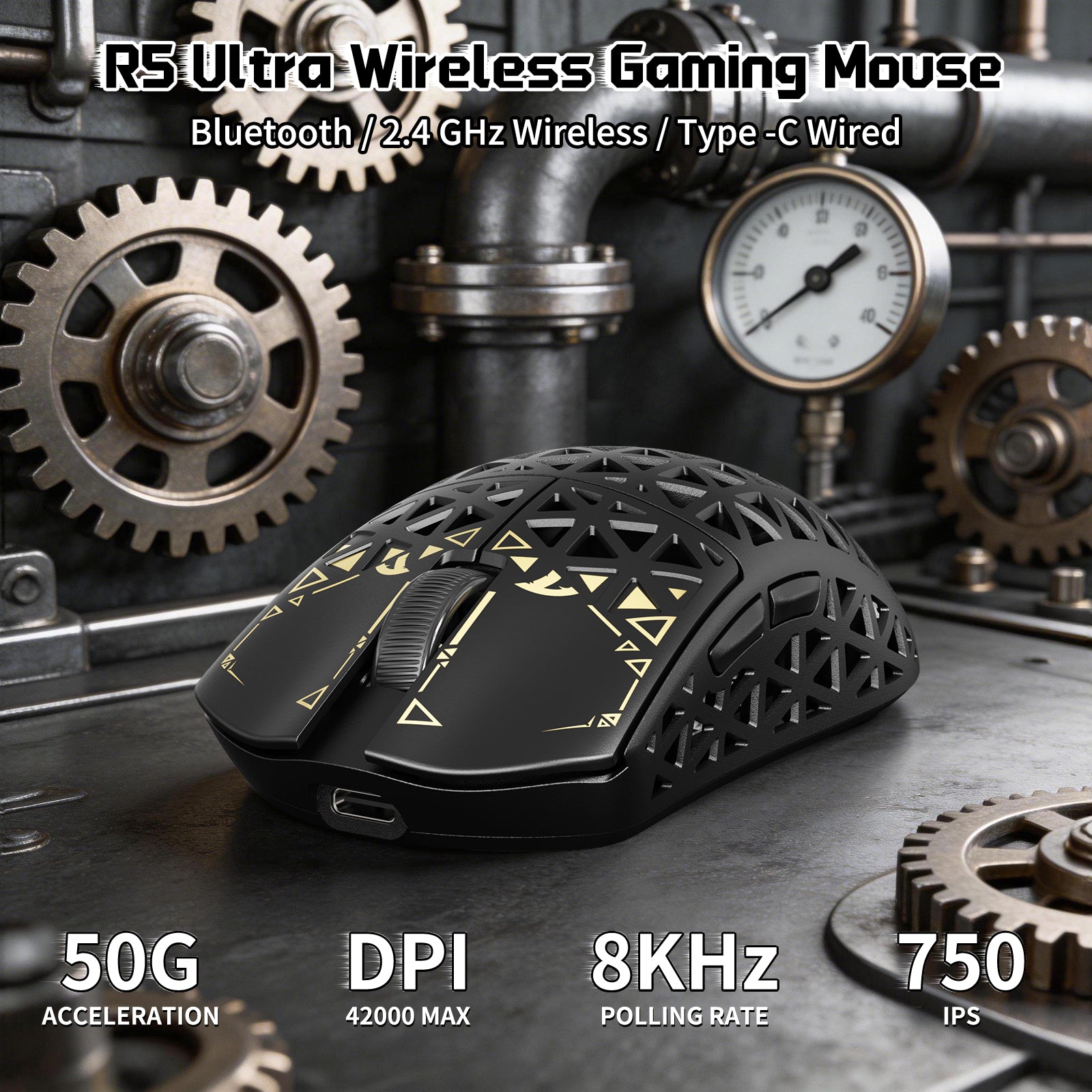 ATTACK SHARK R68 HE & R5 ULTRA Zestaw gamingowy z włókna węglowego z kablem C01 ULTRA w oplocie