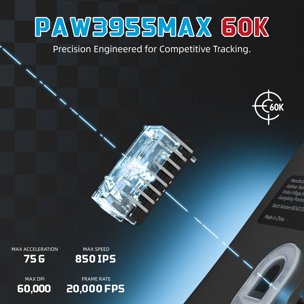 ATTACK SHARK F1 AIR 39g Bezprzewodowa mysz gamingowa z sensorem PAW3955MAX i przewodem C06 Ultra