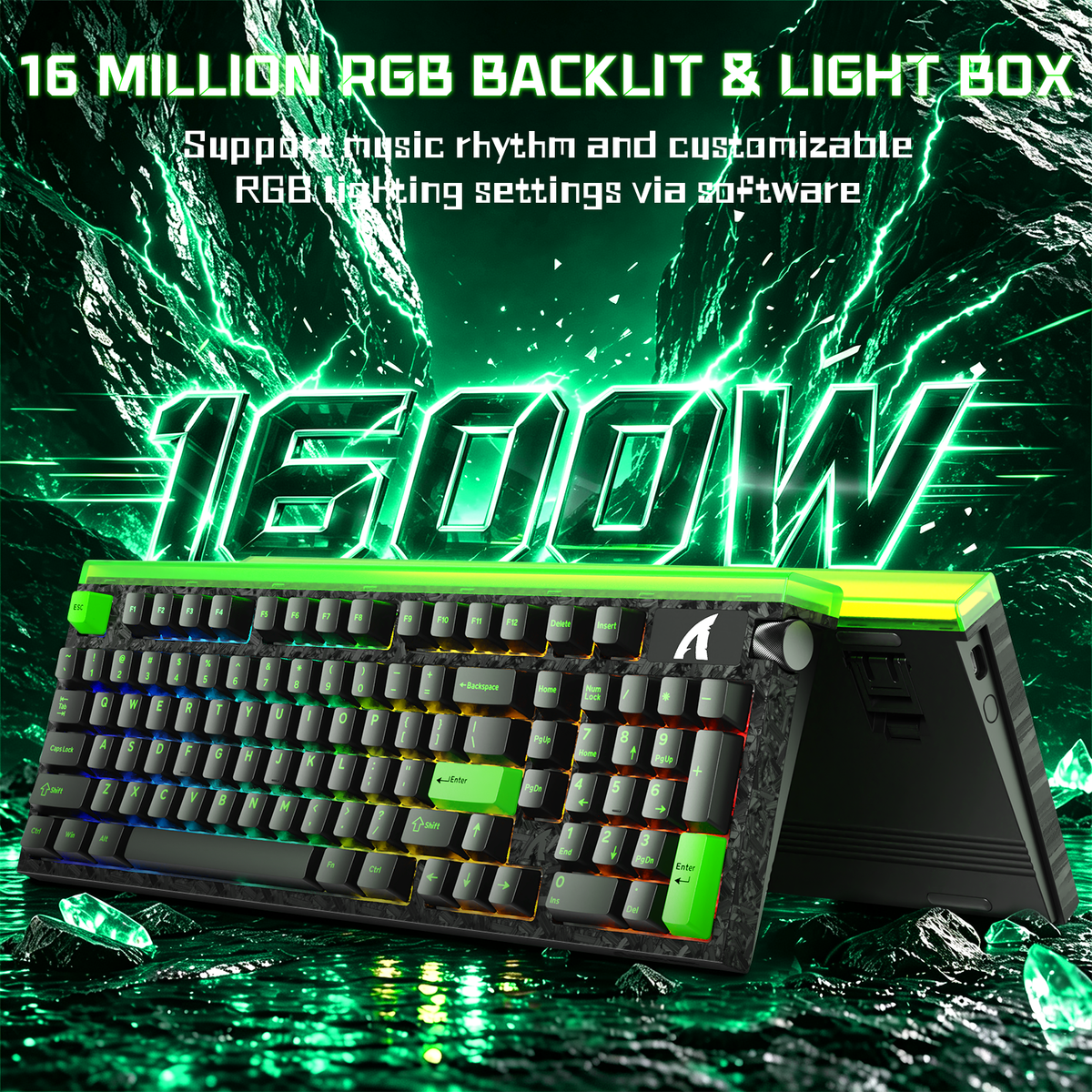 Klawiatura przewodowa ATTACK SHARK R98 HE z włókna węglowego, szybkim spustem, magnetycznym przełącznikiem oraz kablem Ultra RGB C01 w oplocie spiralnym