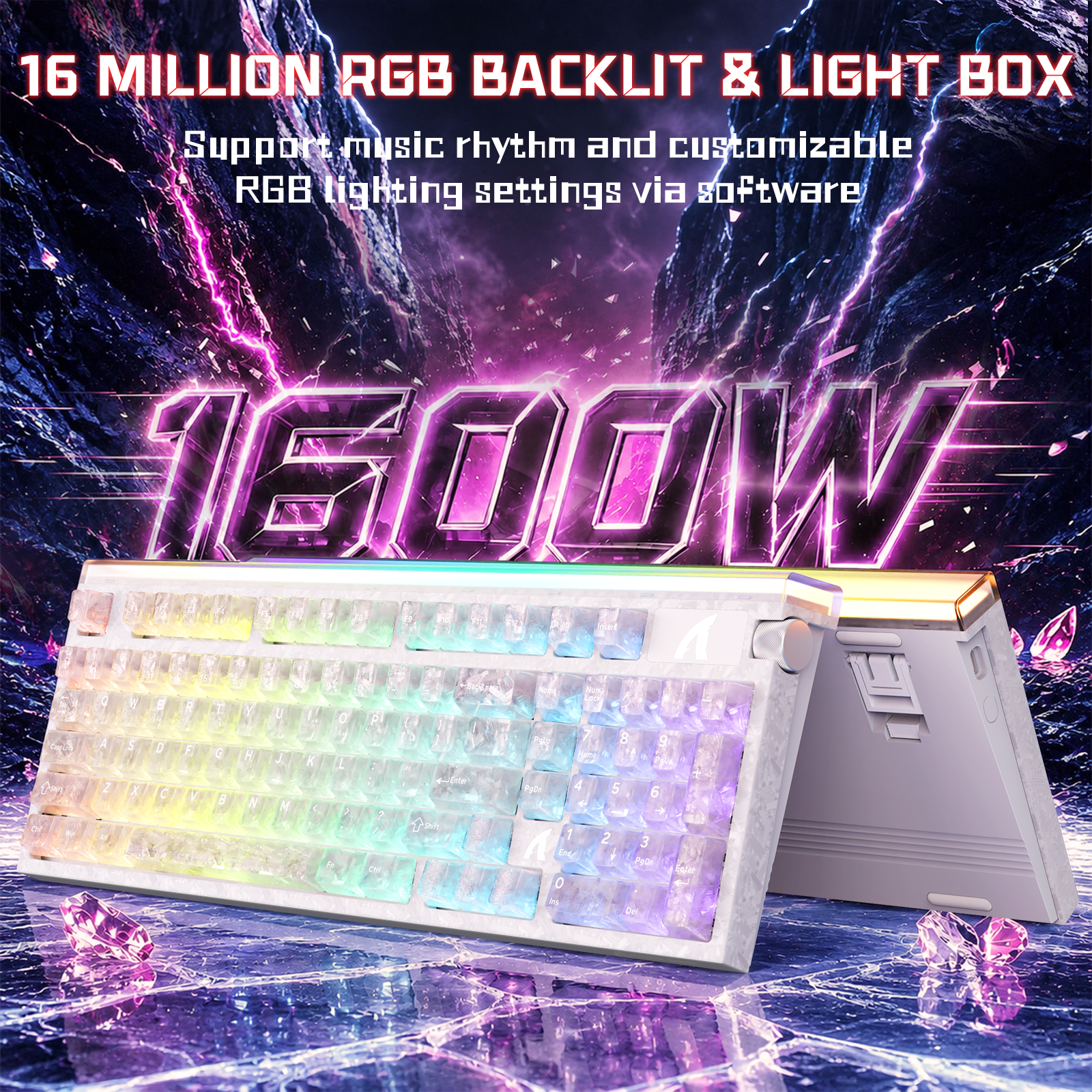 Klawiatura przewodowa ATTACK SHARK R98 HE z włókna węglowego, szybkim spustem, magnetycznym przełącznikiem oraz kablem Ultra RGB C01 w oplocie spiralnym