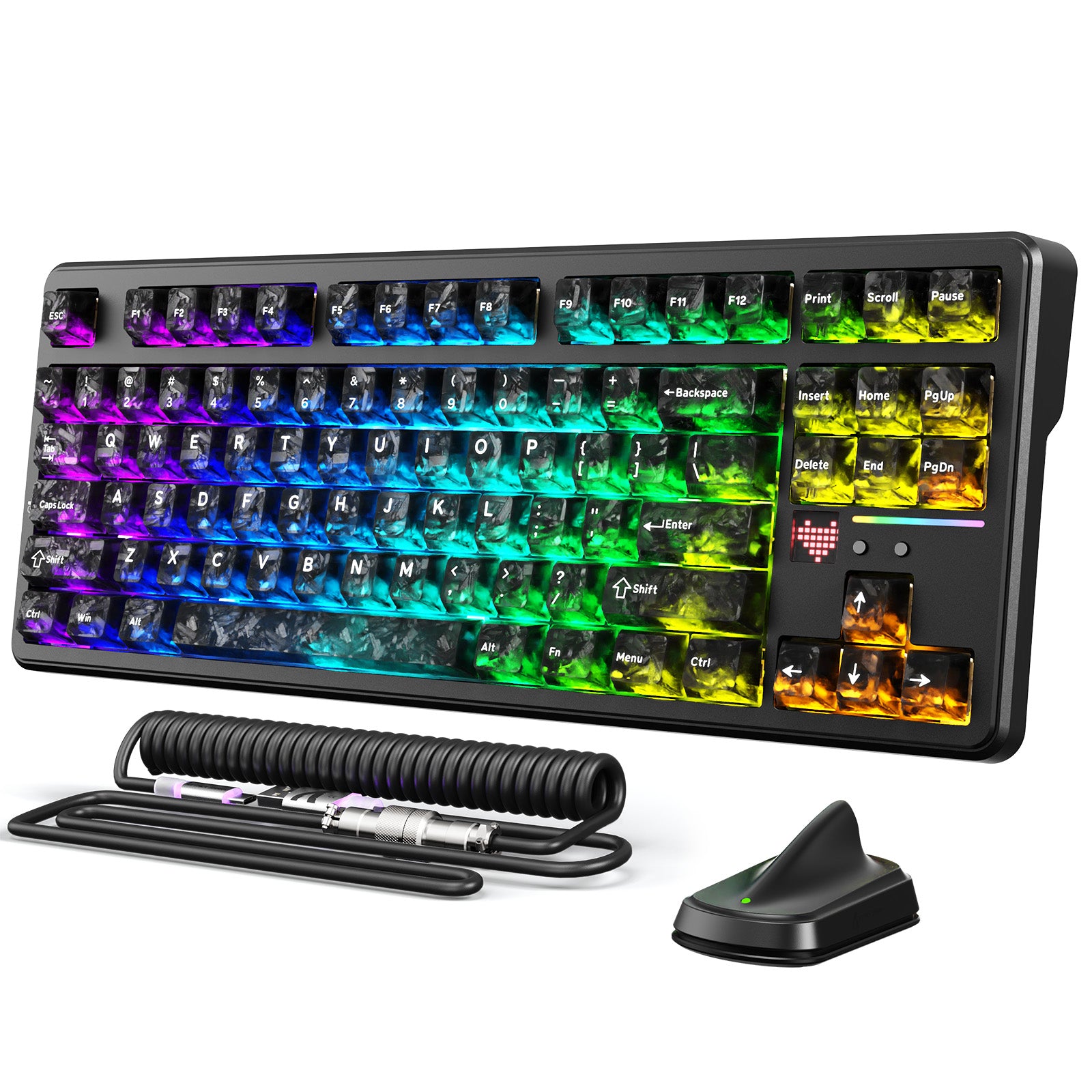 ATTACK SHARK X87 ULTRA Bezprzewodowa klawiatura do gier z odbiornikiem 8KHz i spiralnym kablem RGB