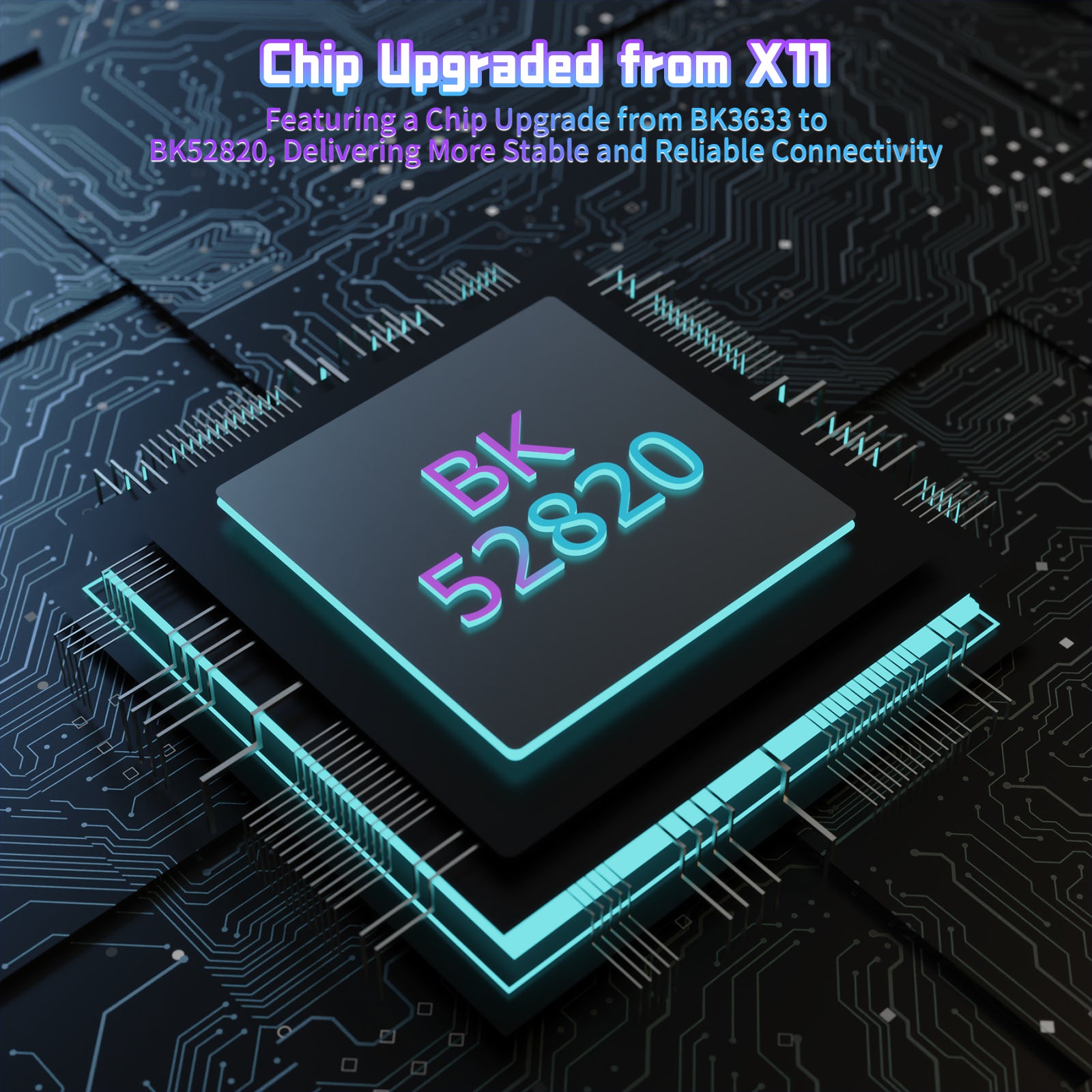 ATTACK SHARK X11SE gaming mouse chip upgrade to BK52820 for improved connectivity and stability.
