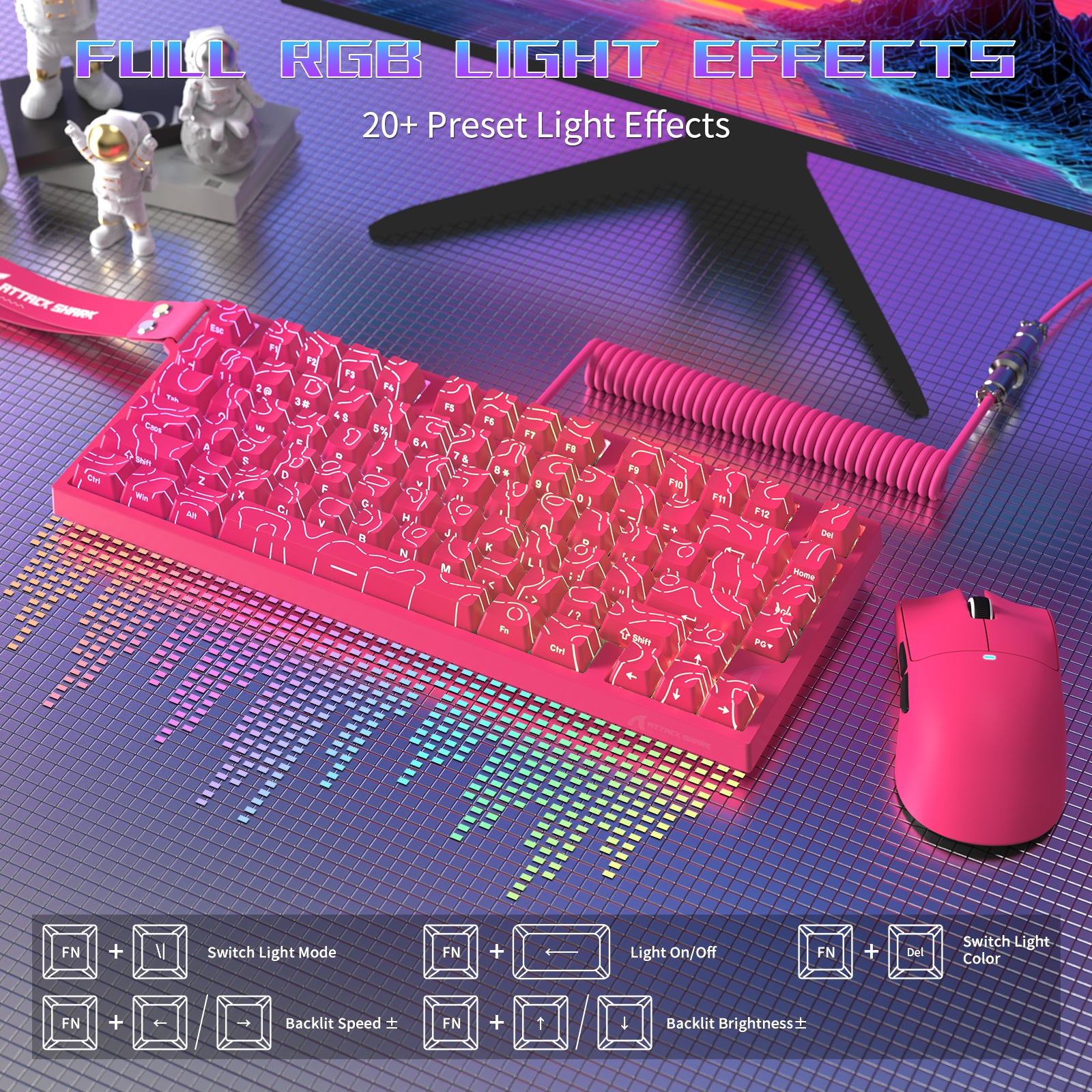 ATTACK SHARK R82 HE Przewodowa klawiatura do gier 75% z kablem LED C01ULTRA