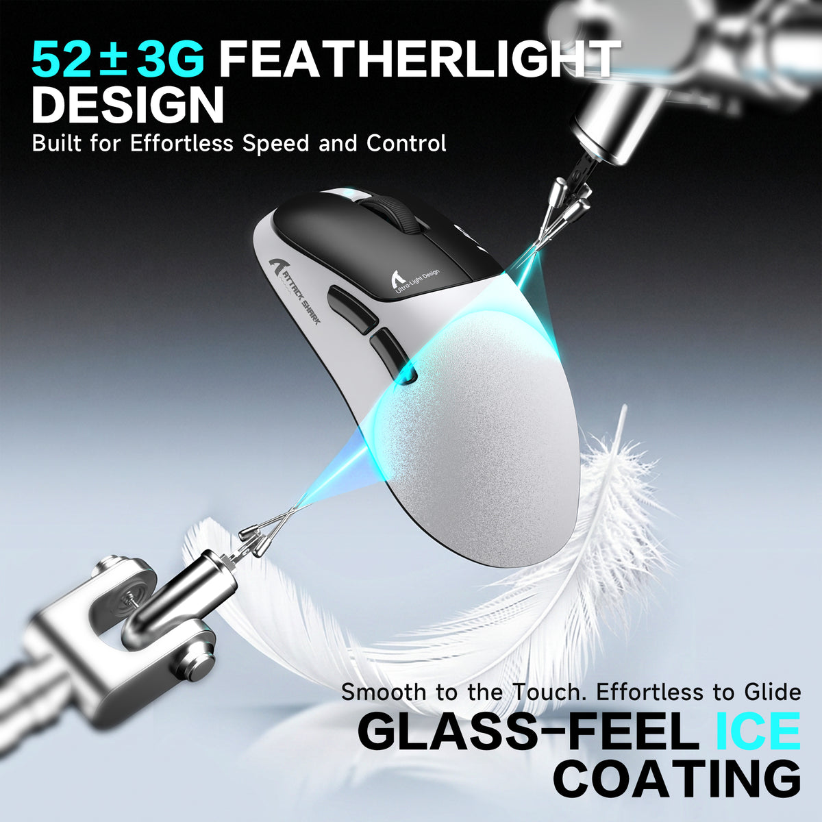 Ergonomiczna bezprzewodowa mysz gamingowa ATTACK SHARK V2 AIR PAW3955MAX