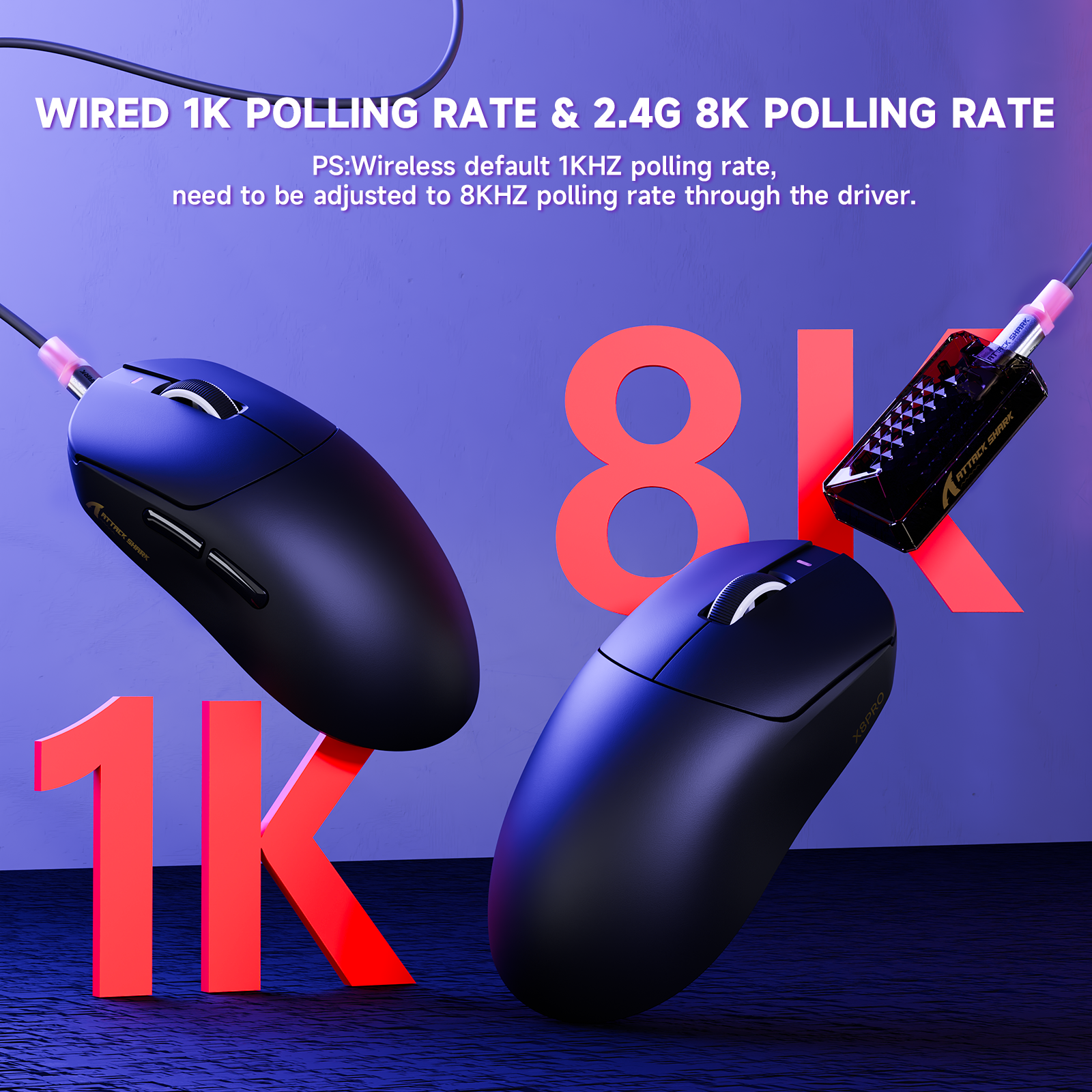 ATTACK SHARK X8PRO Ultra lekka bezprzewodowa mysz gamingowa z kablem C06ULTRA