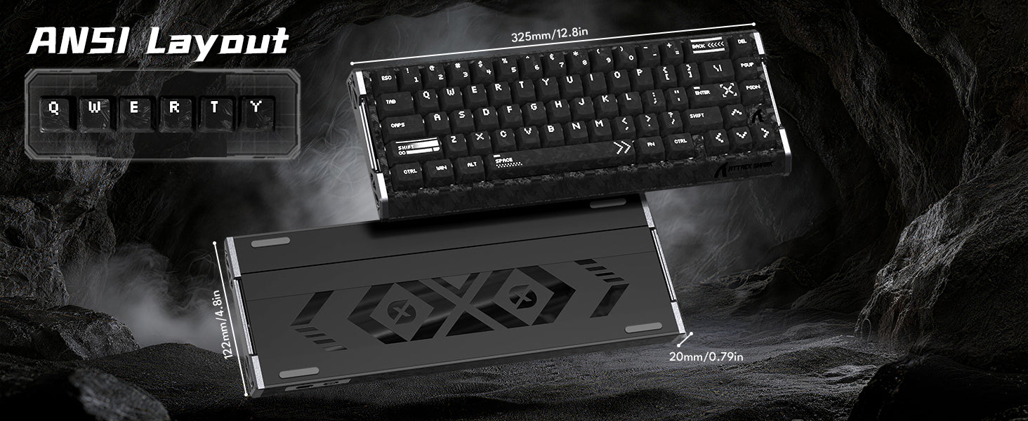 ATTACK SHARK R68 HE Carbon Fiber Wired Rapid Trigger Magnetic Switch Keyboard With C01 Ultra RGB Coiled Cable