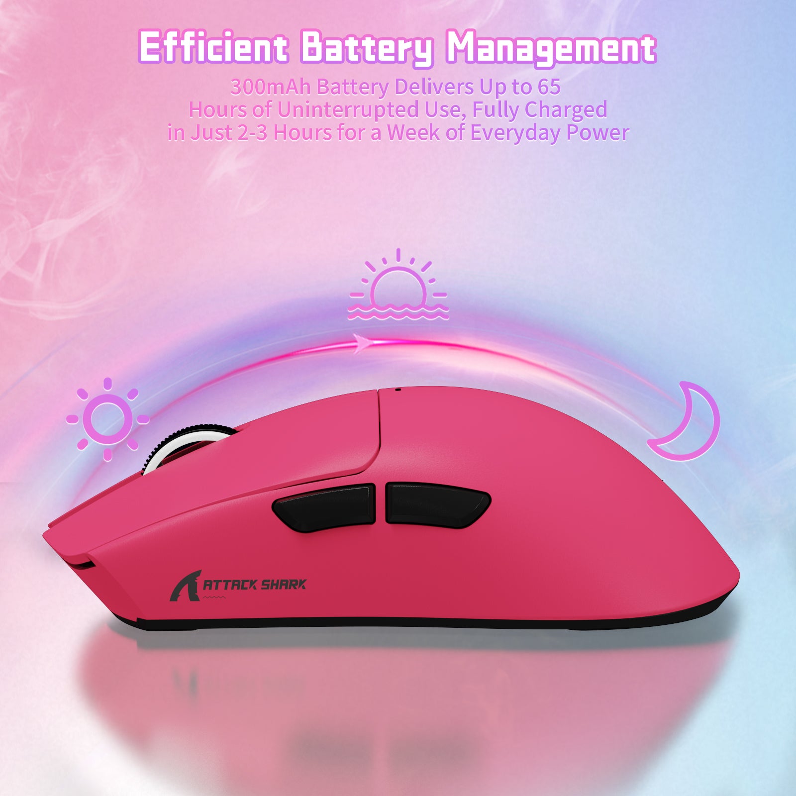ATTACK SHARK X11SE wireless gaming mouse, red color, 65-hour battery, fast charging.