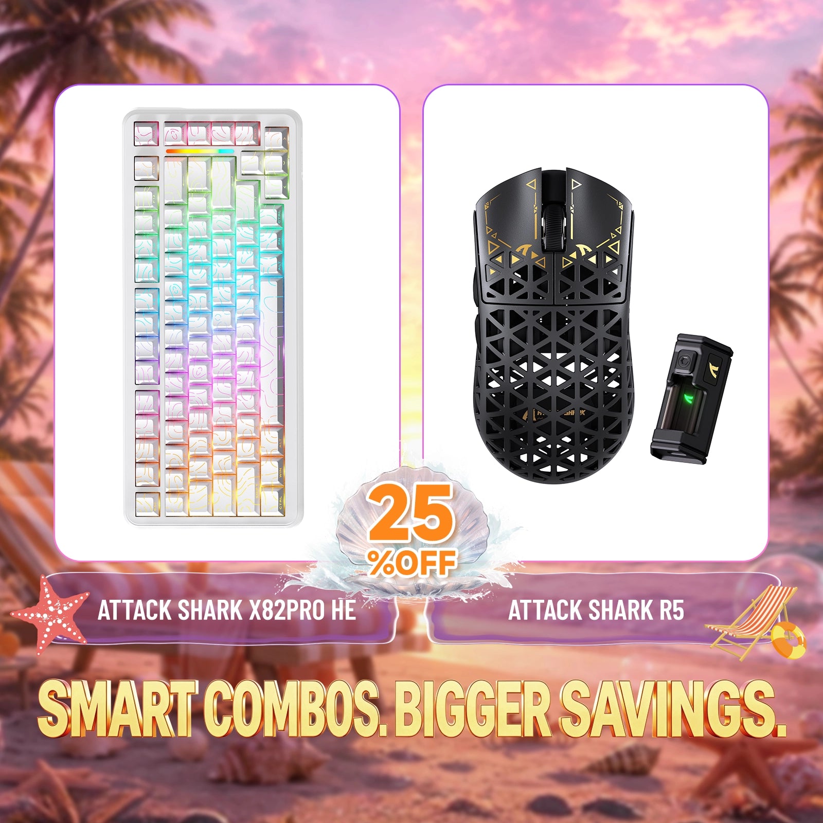 ATTACK SHARK X82PRO HE keyboard and R5 wireless gaming mouse bundle, 25% off