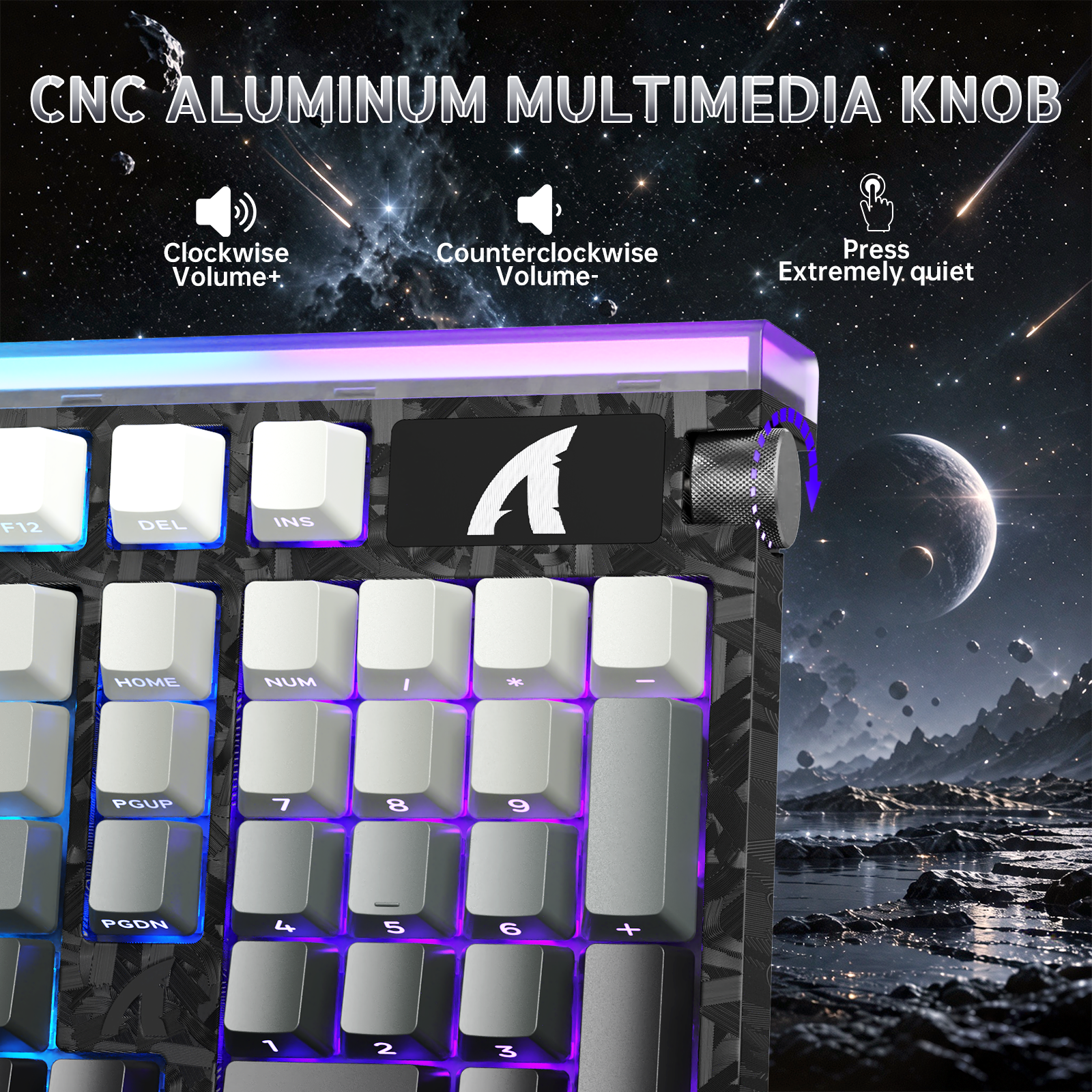 Klawiatura przewodowa ATTACK SHARK R98 HE z włókna węglowego, szybkim spustem, magnetycznym przełącznikiem oraz kablem Ultra RGB C01 w oplocie spiralnym
