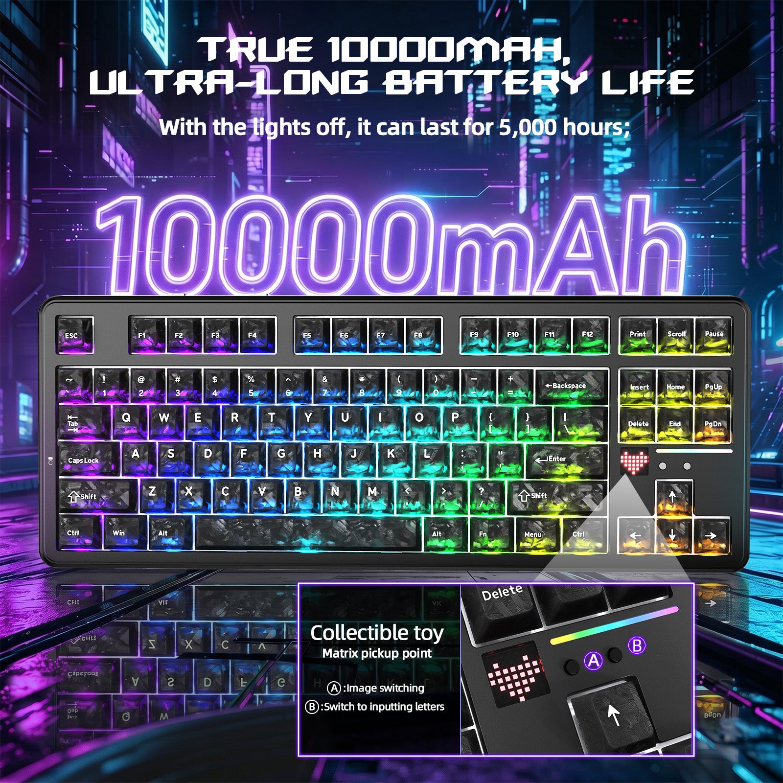 ATTACK SHARK X87 ULTRA Bezprzewodowa klawiatura do gier z odbiornikiem 8KHz i spiralnym kablem RGB