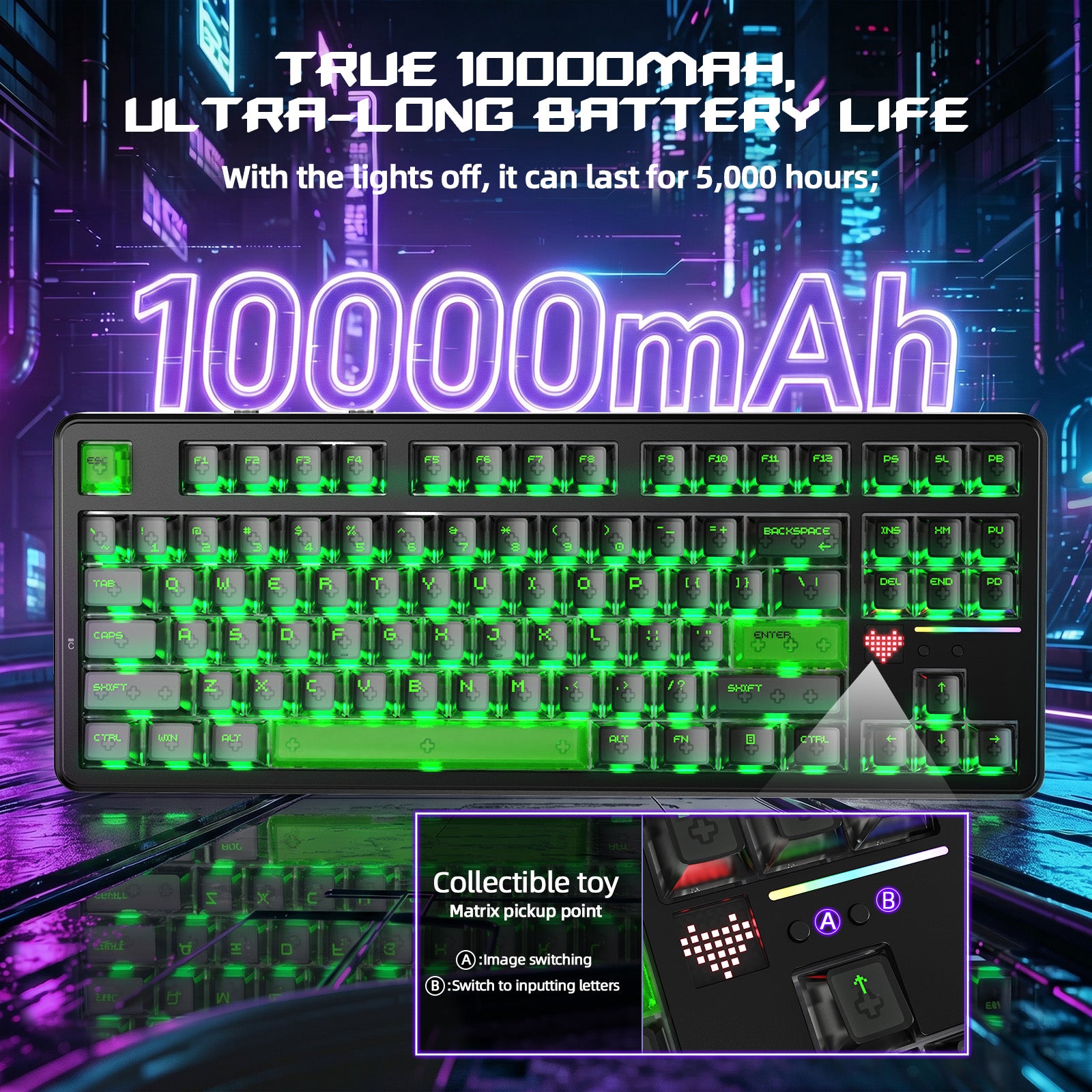 ATTACK SHARK X87 ULTRA Bezprzewodowa klawiatura do gier z odbiornikiem 8KHz i spiralnym kablem RGB