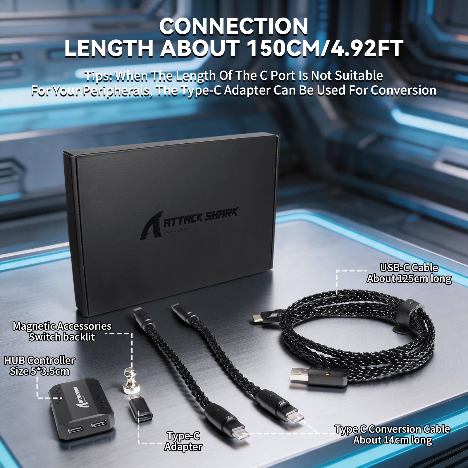 ATTACK SHARK C07 PRO Kabel 2 w 1 Type C do klawiatury/myszy do gier 8KHz