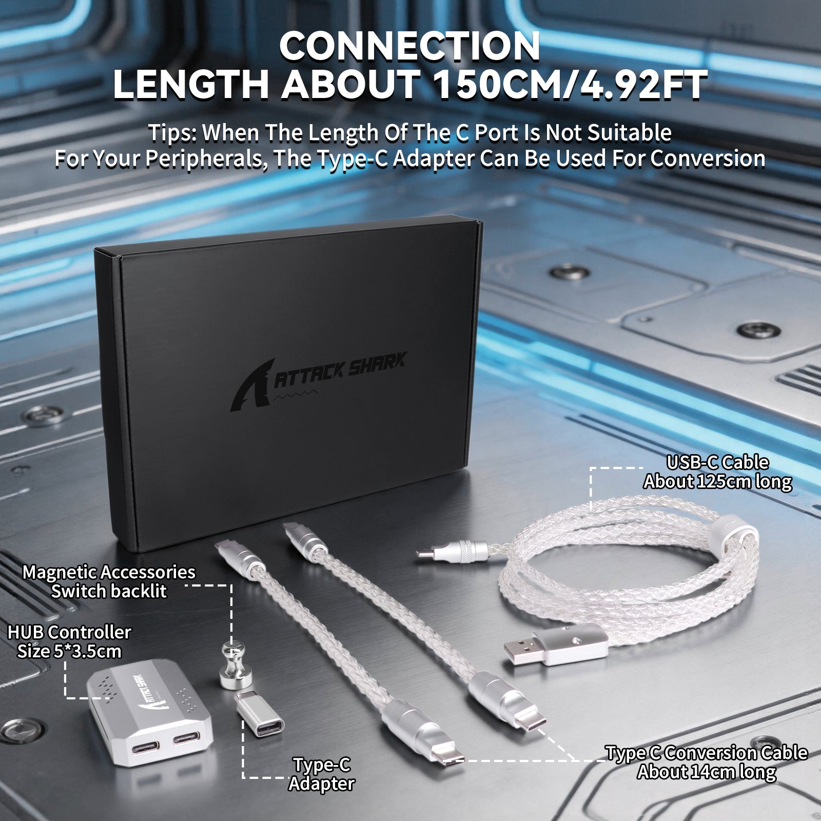 ATTACK SHARK C07 PRO Kabel 2 w 1 Type C do klawiatury/myszy do gier 8KHz
