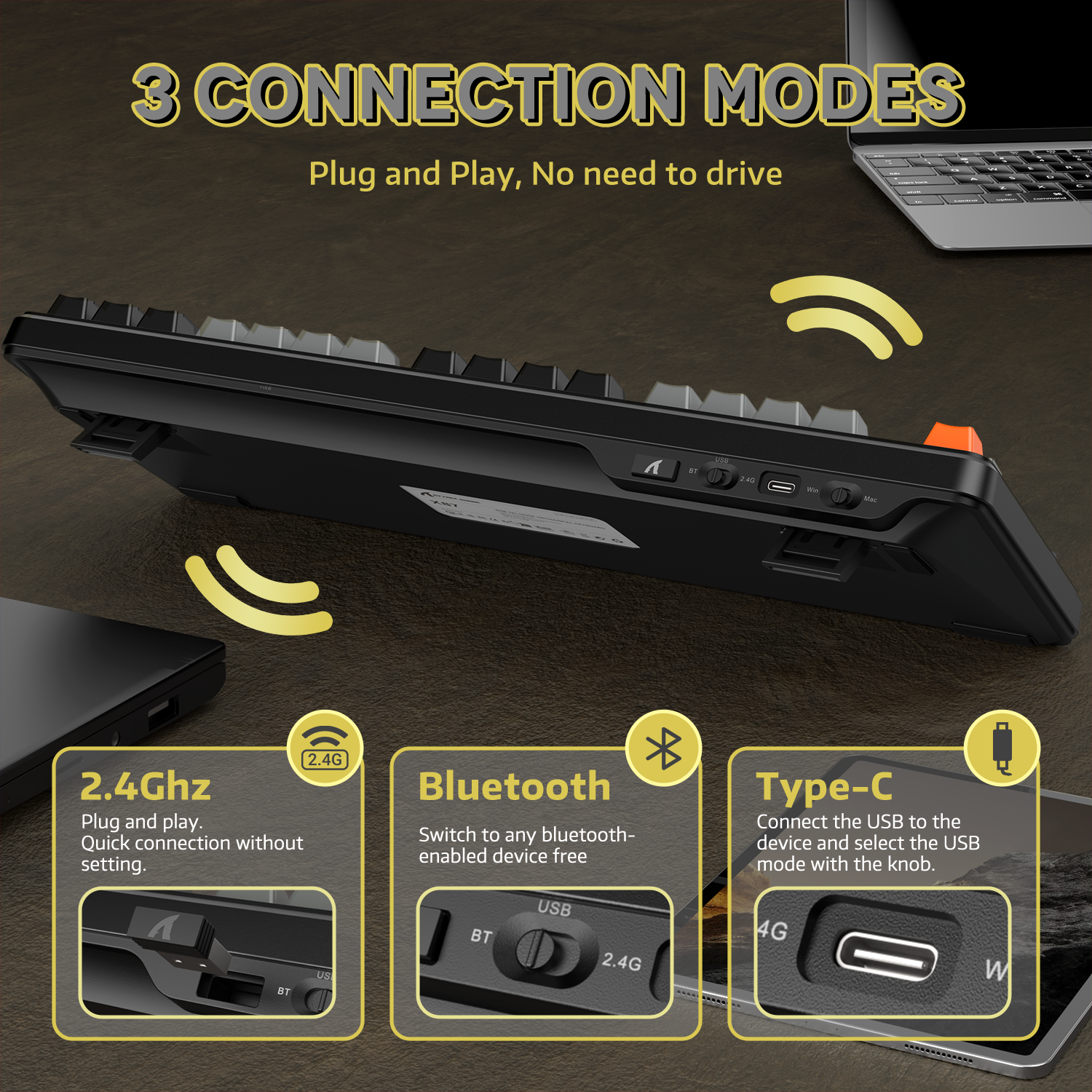 ATTACK SHARK X87 Tri-mode Mechaniczna Klawiatura z Uszczelką