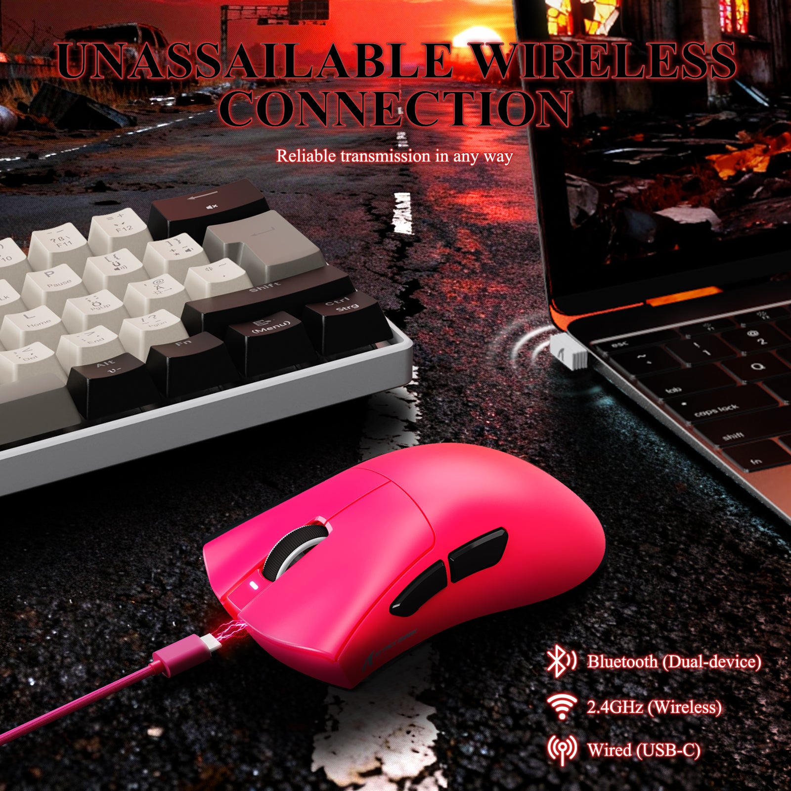 ATTACK SHARK V3PRO Ultra lekka Tri-mode mysz gamingowa z dokiem ładującym