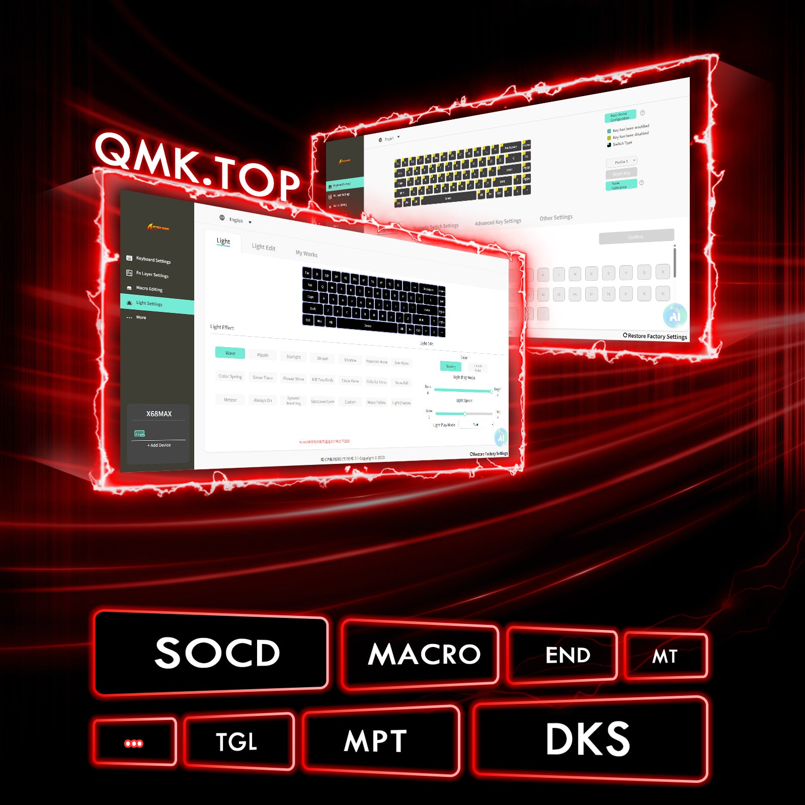 ATTACK SHARK X68MAX HE Klawiatura CNC z aluminium z szybkim wyzwalaczem i przełącznikiem magnetycznym z kablem C01Ultra RGB spiralnym