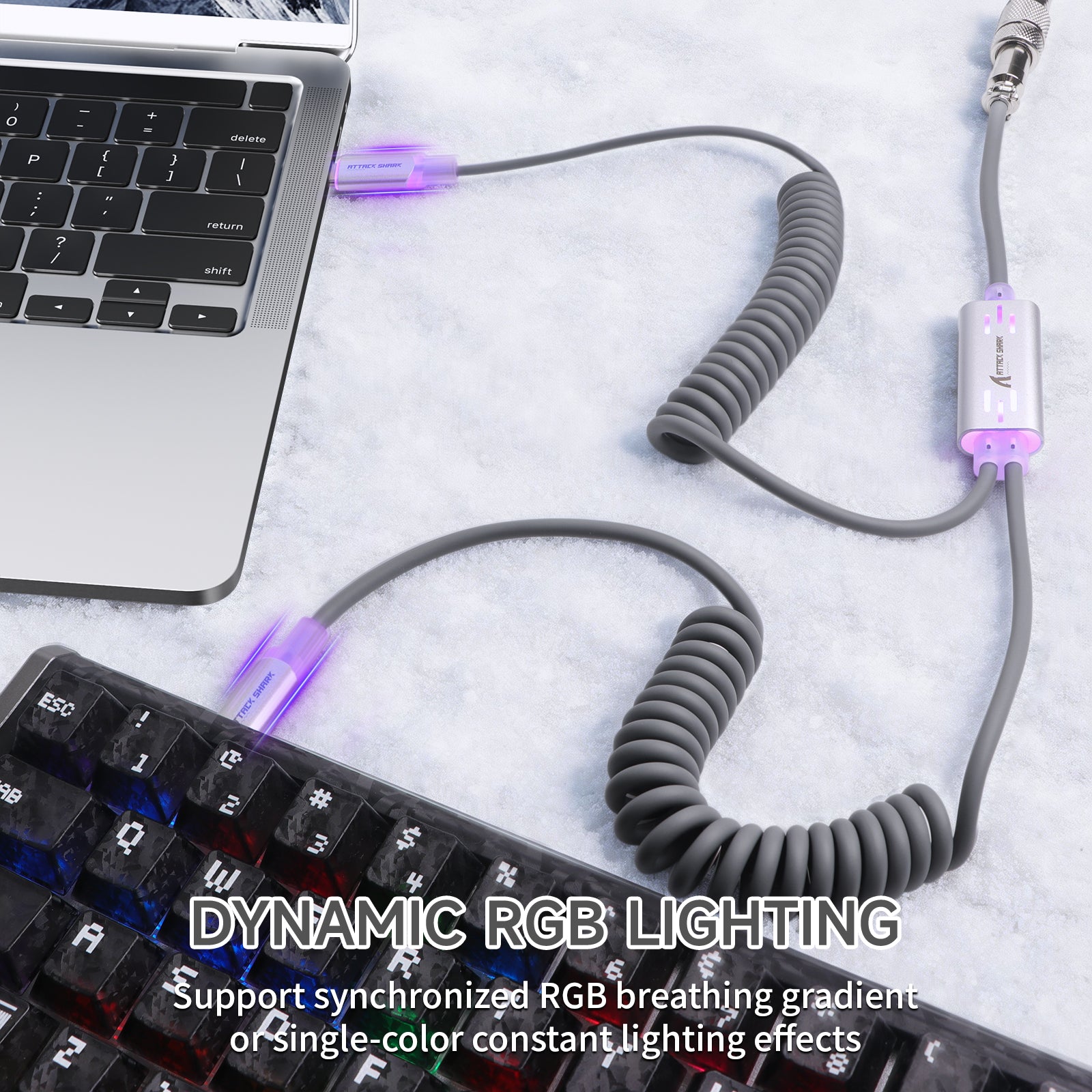 ATTACK SHARK C08 2-w-1 niestandardowy kabel lotniczy do magnetycznych klawiatur 8kHz