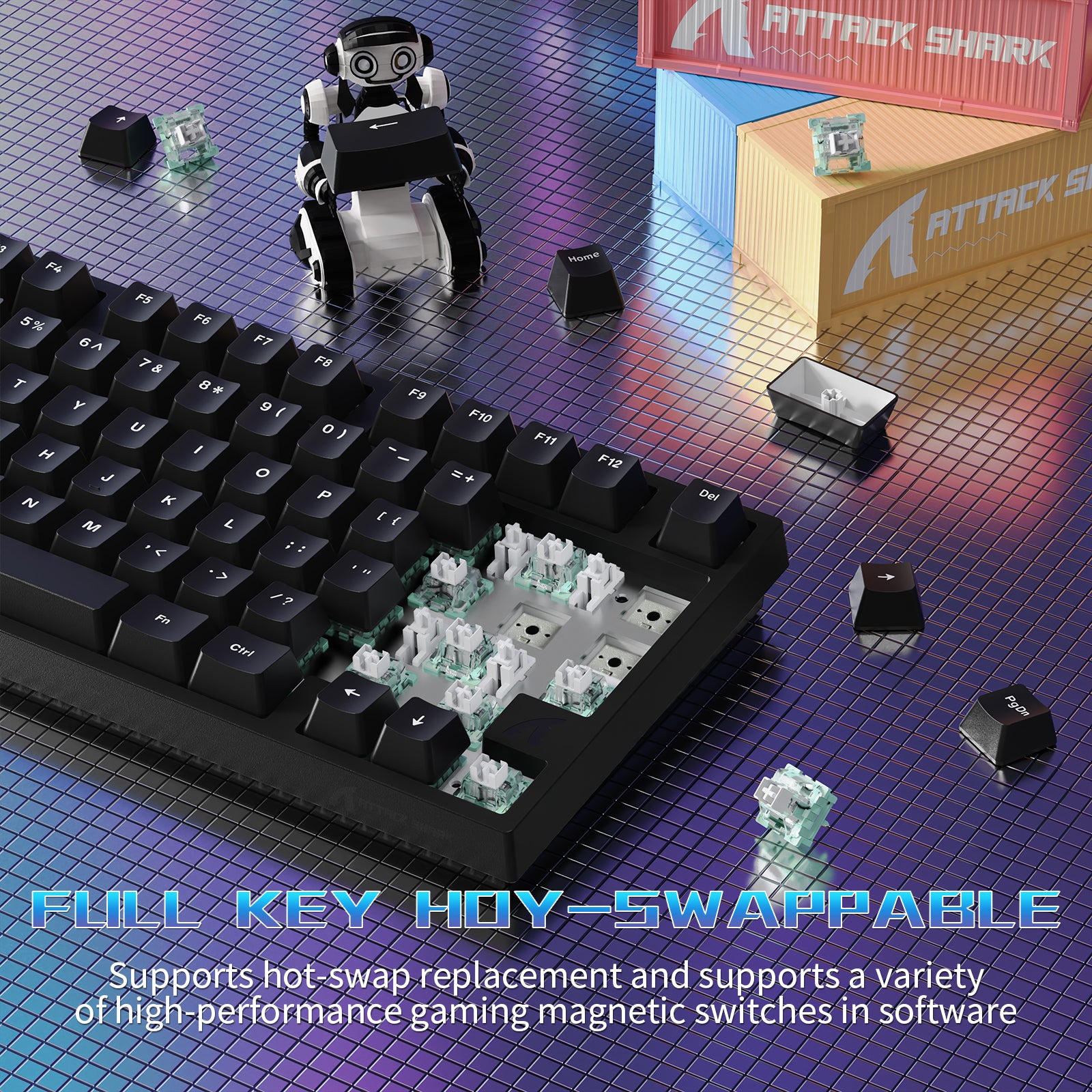 ATTACK SHARK R82 HE Przewodowa klawiatura do gier 75% z kablem LED C01ULTRA