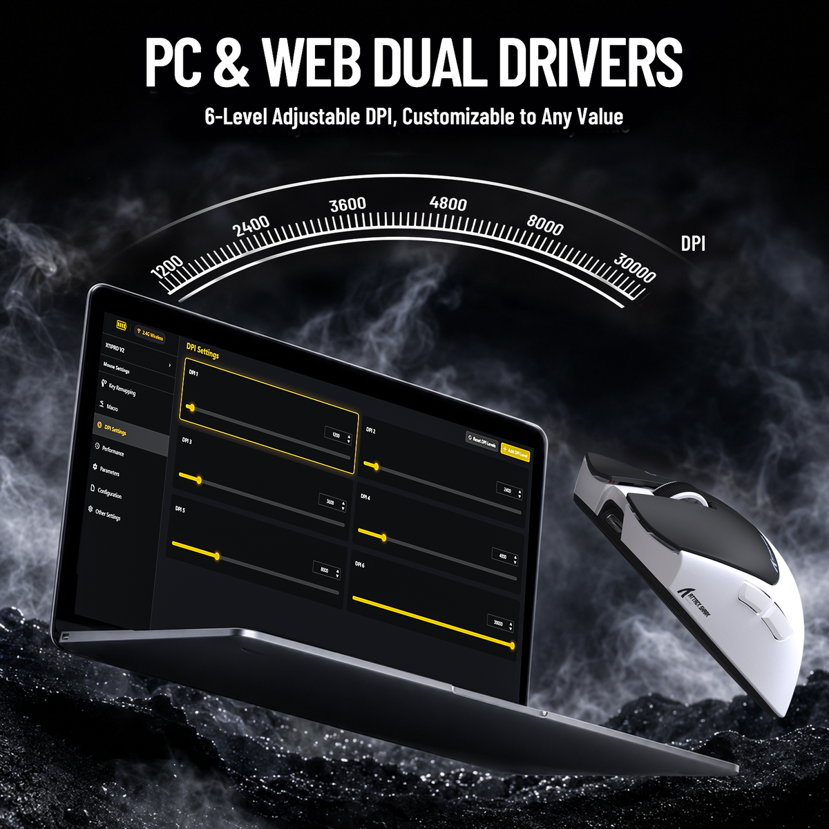 Bezprzewodowa mysz gamingowa ATTACK SHARK X11 PRO V2 z wyświetlaczem TFT, stacją ładującą i zwiniętym kablem C06