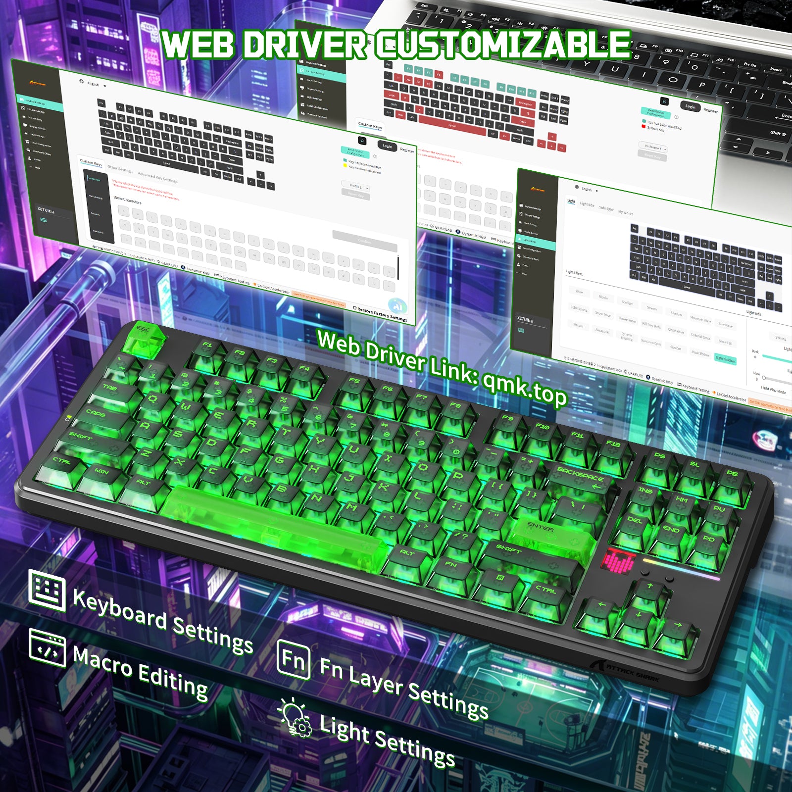 ATTACK SHARK X87 ULTRA Bezprzewodowa mechaniczna klawiatura z odbiornikiem 8K