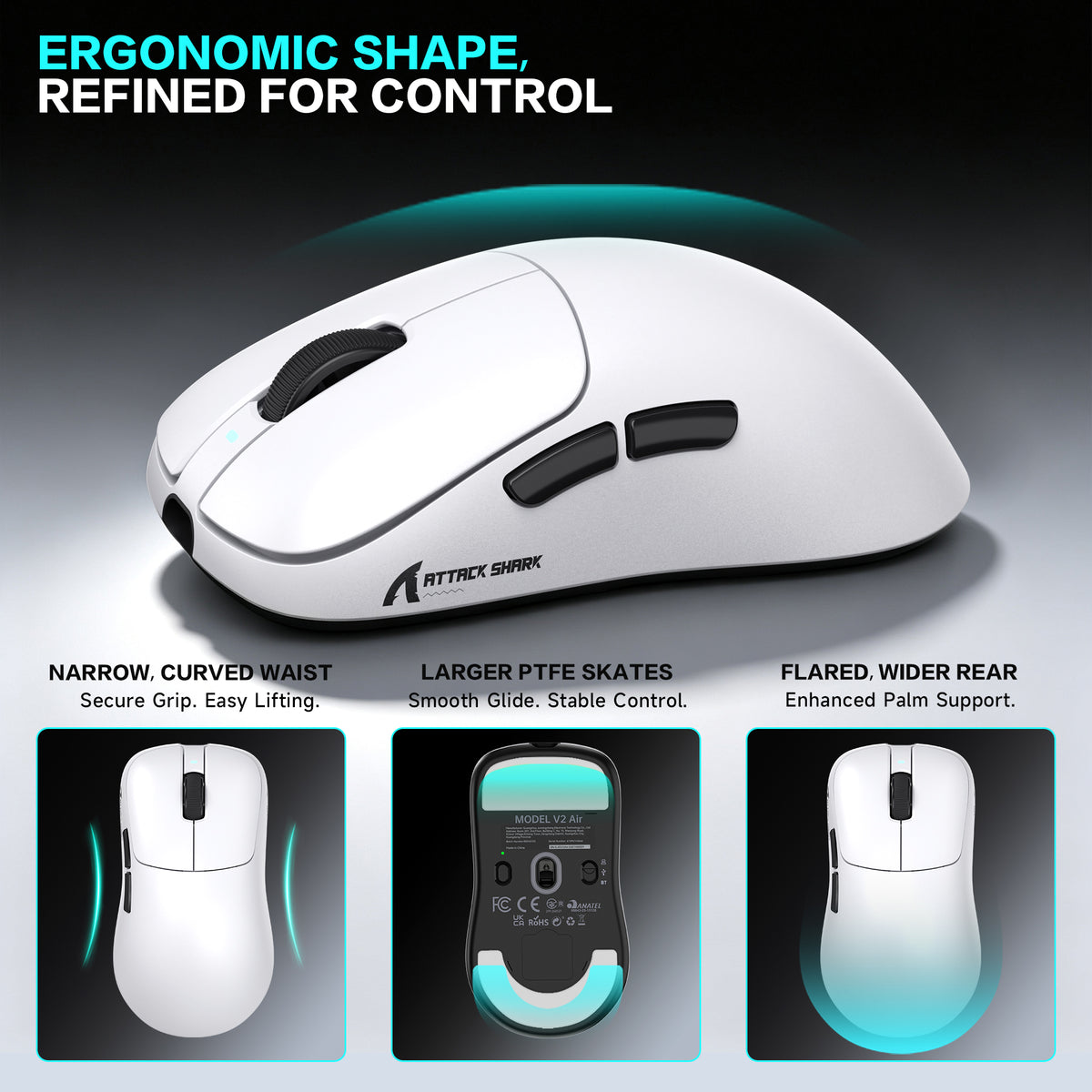 Ergonomiczna bezprzewodowa mysz gamingowa ATTACK SHARK V2 AIR PAW3955MAX