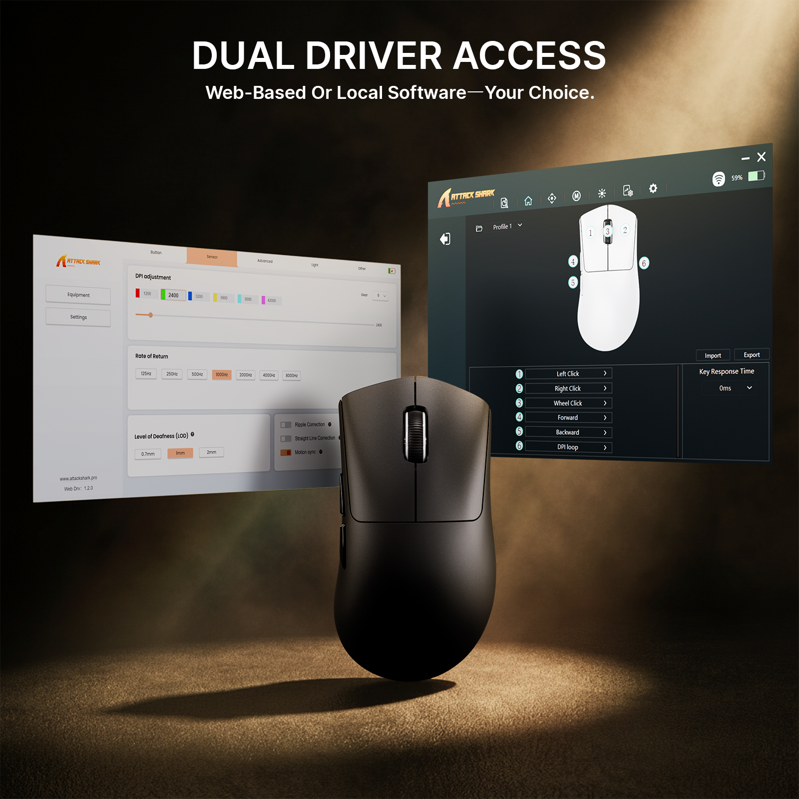 ATTACK SHARK V8 Ultra lekka ergonomiczna bezprzewodowa mysz gamingowa