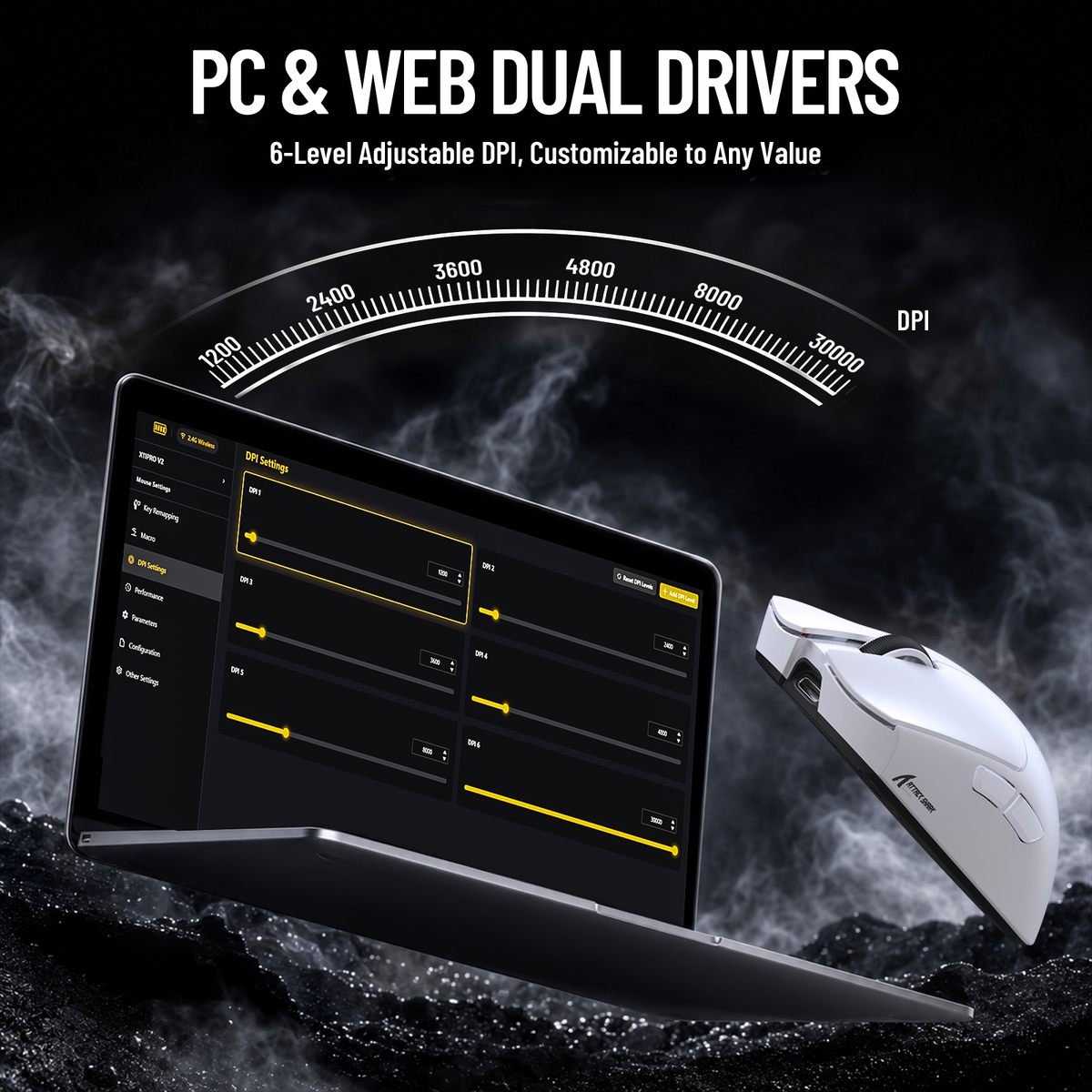 Bezprzewodowa mysz gamingowa ATTACK SHARK X11 PRO V2 z wyświetlaczem TFT, stacją ładującą i zwiniętym kablem C06