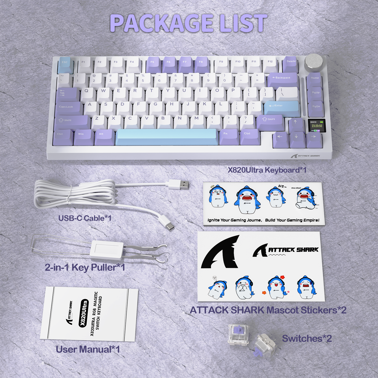 ATTACK SHARK X820Ultra Tri-mode Mechaniczna klawiatura z uszczelką