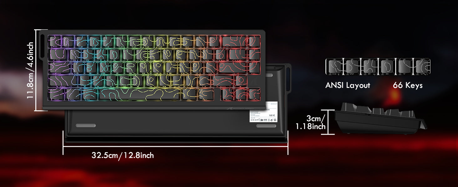 ATTACK SHARK X68PRO HE Bezprzewodowa Klawiatura Rapid Trigger ze Spiralnym Kablem
