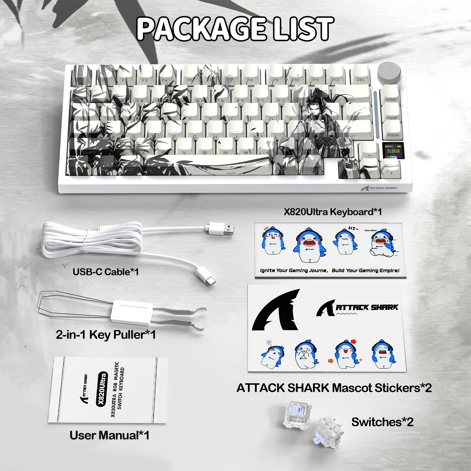 ATTACK SHARK X820Ultra Tri-mode Mechaniczna klawiatura z uszczelką