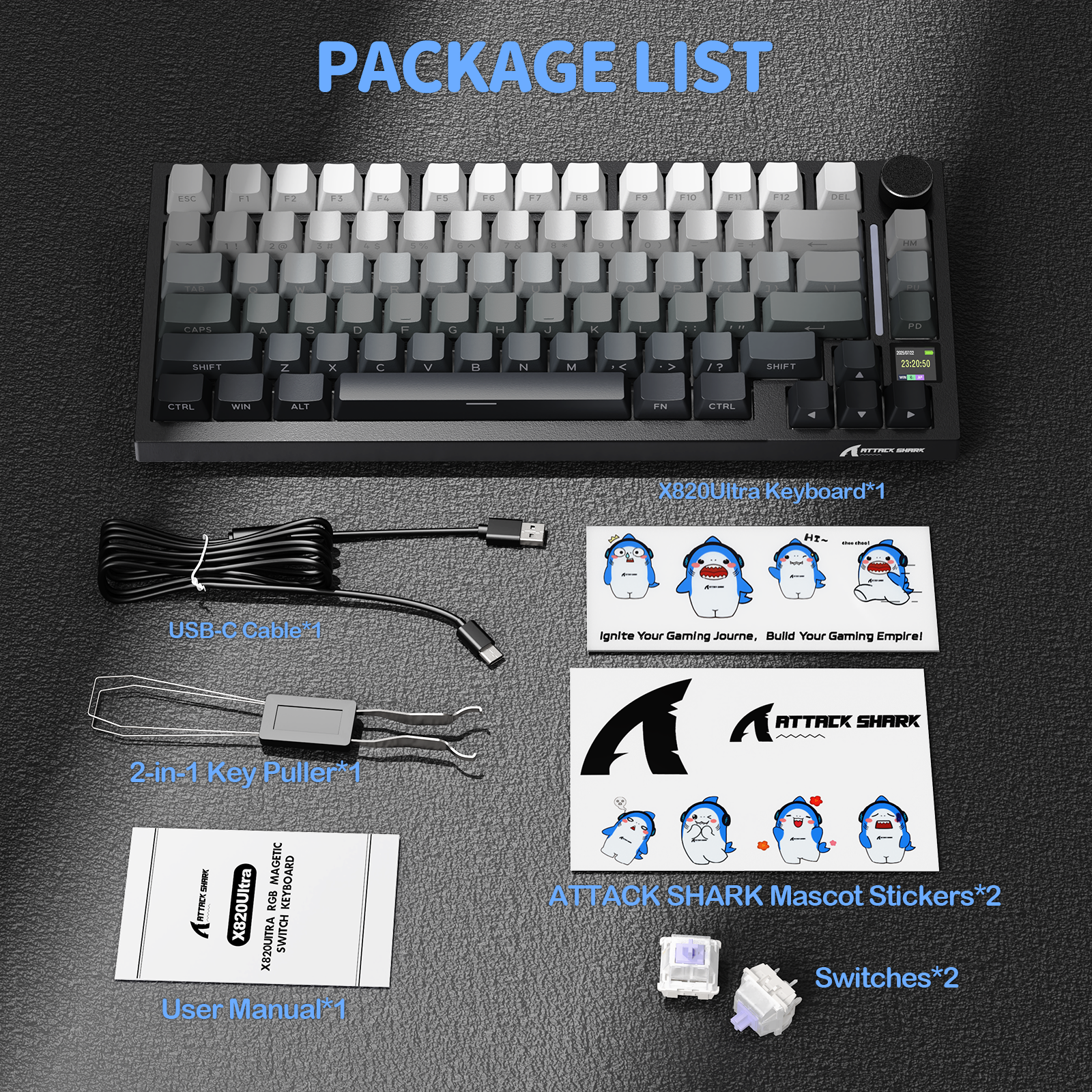 ATTACK SHARK X820Ultra Tri-mode Mechaniczna klawiatura z uszczelką