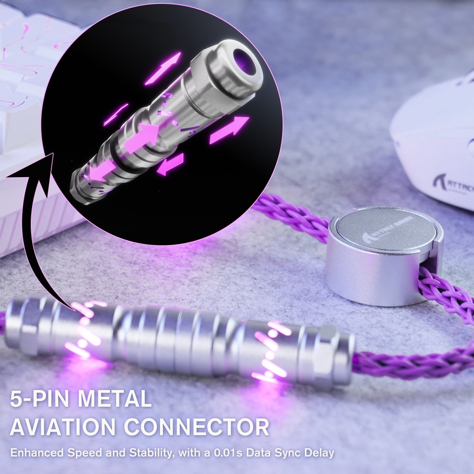 ATTACK SHARK C07 Niestandardowy Kabel Aviator do Klawiatury Magnetycznej 8KHz