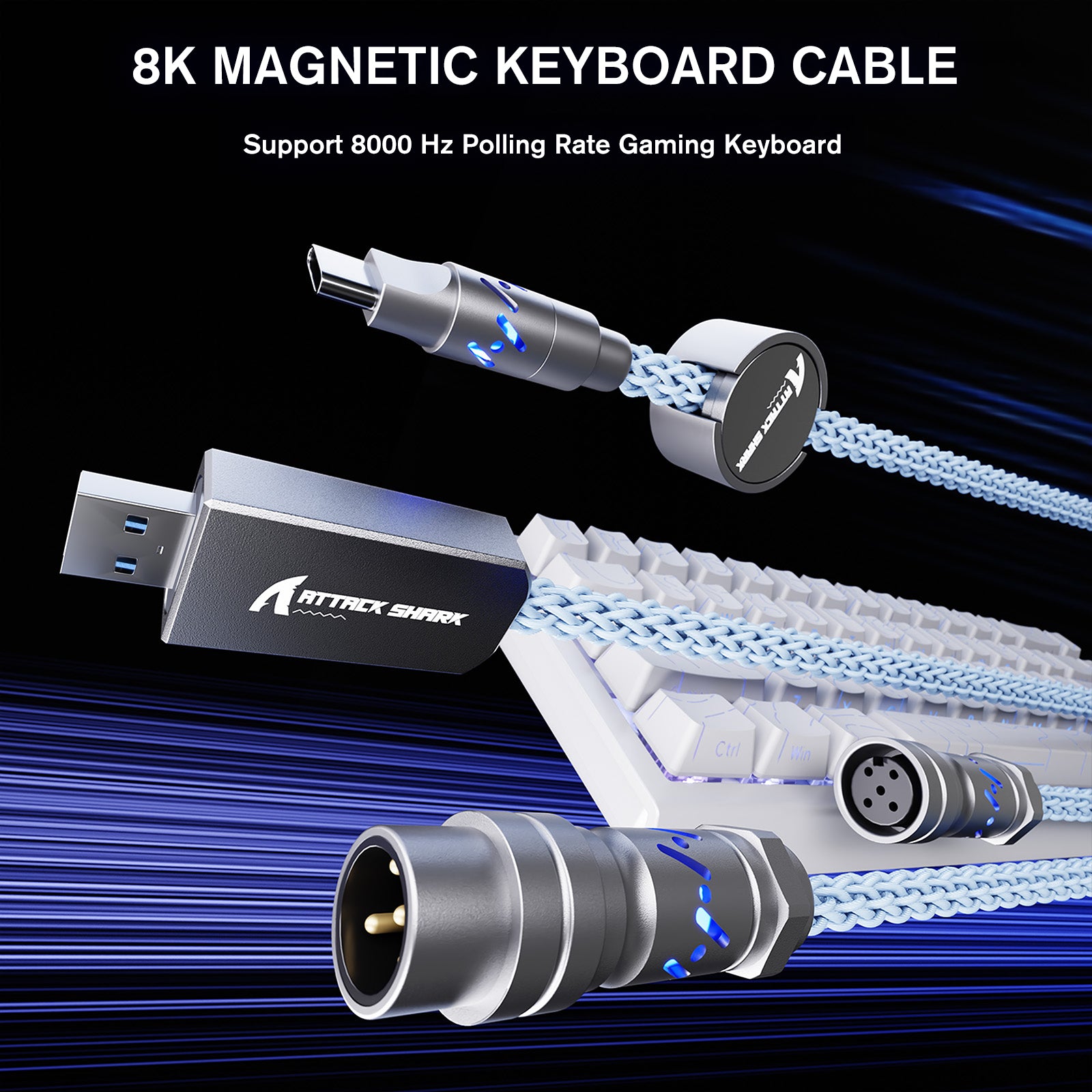 ATTACK SHARK C07 Niestandardowy Kabel Aviator do Klawiatury Magnetycznej 8KHz