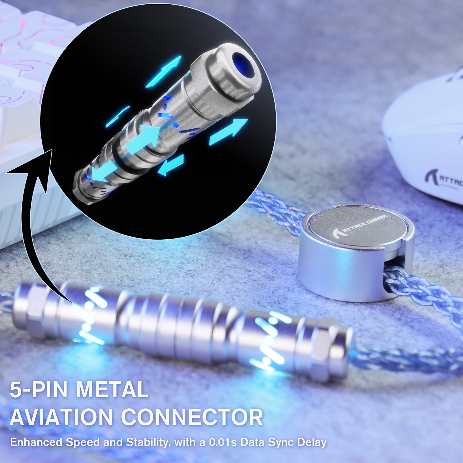 ATTACK SHARK C07 Niestandardowy Kabel Aviator do Klawiatury Magnetycznej 8KHz