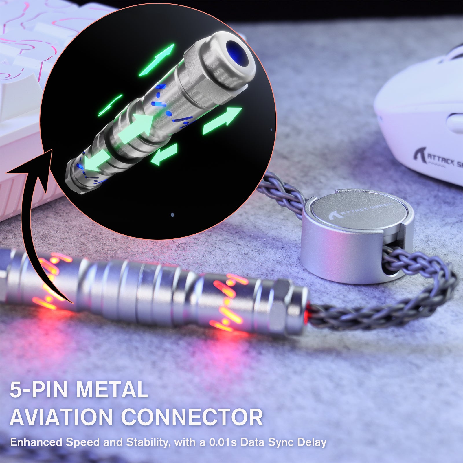 ATTACK SHARK C07 Niestandardowy Kabel Aviator do Klawiatury Magnetycznej 8KHz