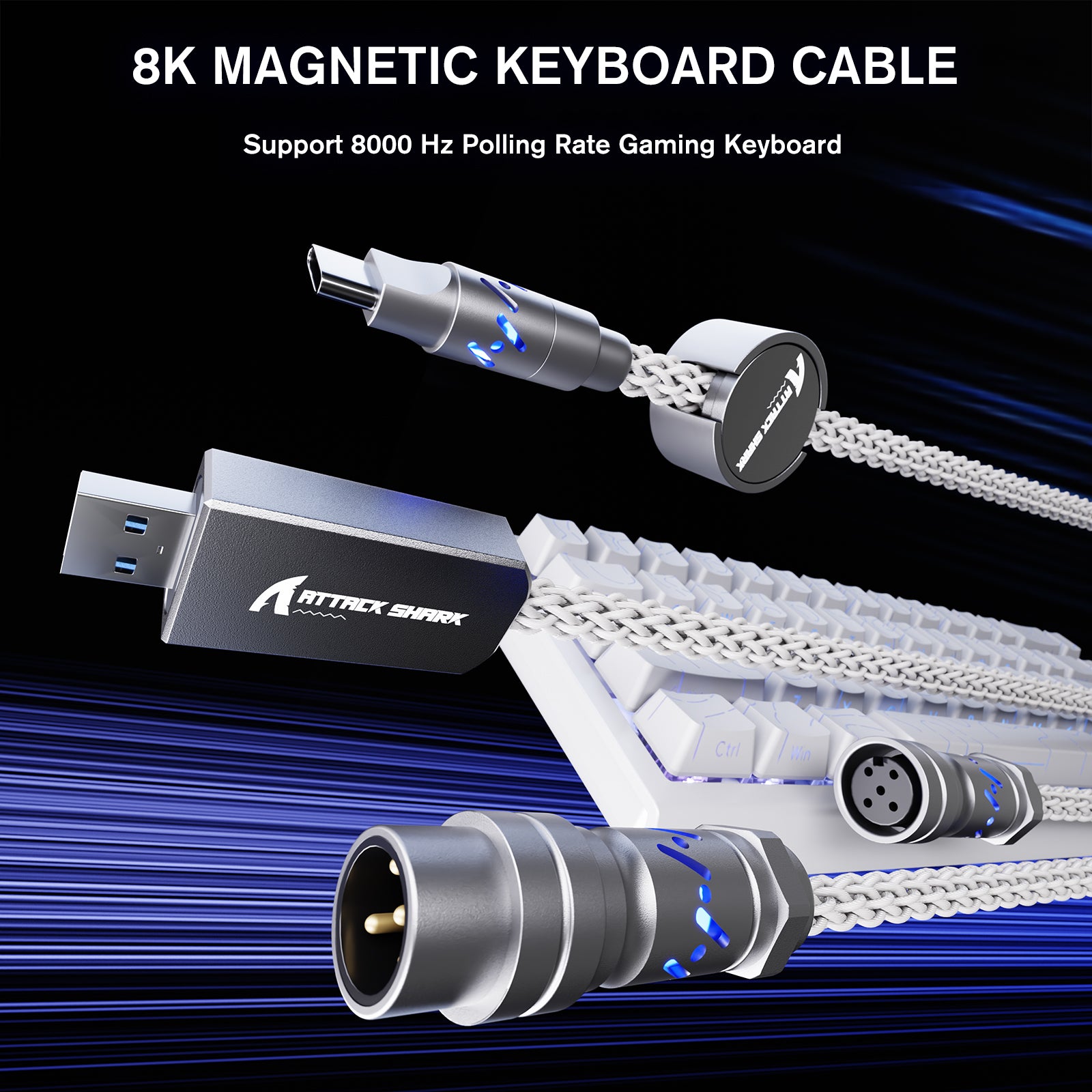 ATTACK SHARK C07 Niestandardowy Kabel Aviator do Klawiatury Magnetycznej 8KHz