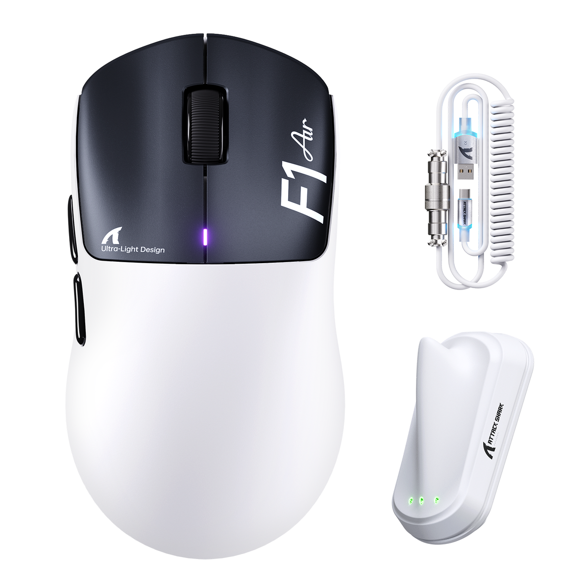 ATTACK SHARK F1 AIR 39g Bezprzewodowa mysz gamingowa z sensorem PAW3955MAX i przewodem C06 Ultra