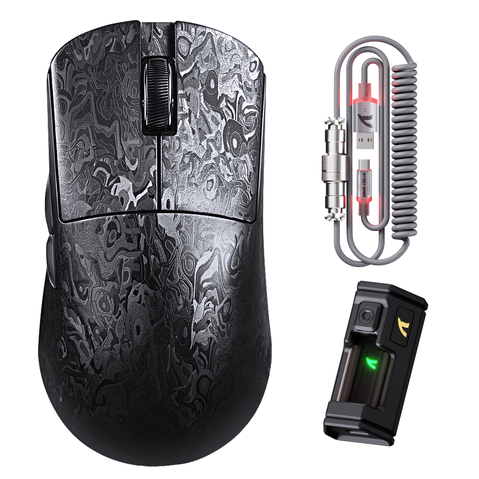 ATTACK SHARK R11 ULTRA Bezprzewodowa mysz gamingowa 8K PAW3950MAX z włókna węglowego z kablem C06 Ultra LED