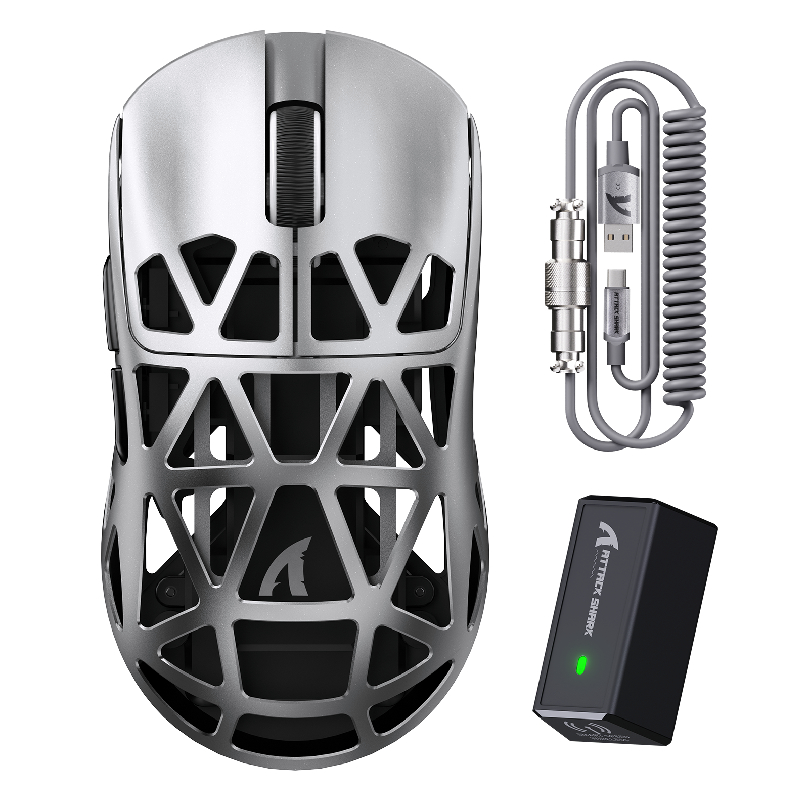 ATTACK SHARK R2 mysz gamingowa PAW3950 z magnezu 8K z kablem sprężynowym (bez stacji ładującej)