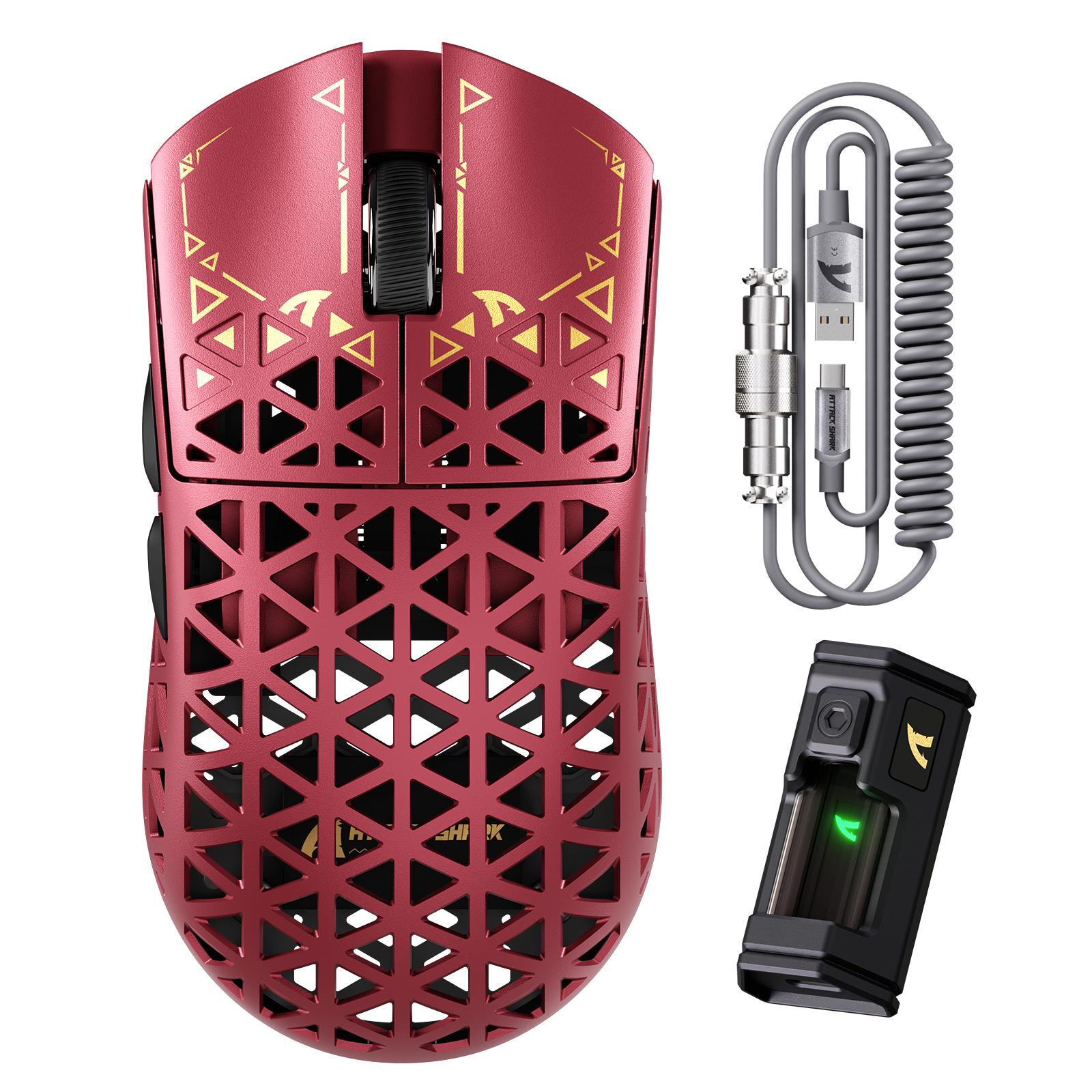 ATTACK SHARK R5 ULTRA Bezprzewodowa Mysz Gamingowa z Włókna Węglowego 8K PAW3950MAX z 8K Spiralnym Kablem