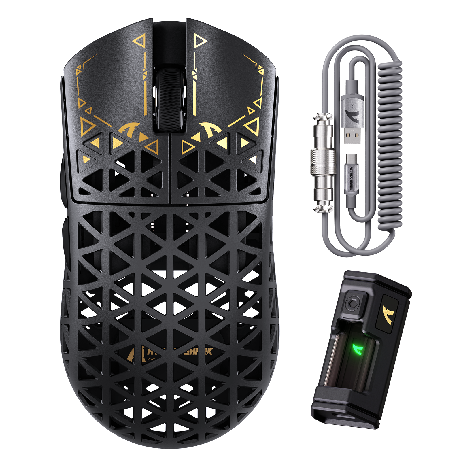 ATTACK SHARK R5 ULTRA Bezprzewodowa Mysz Gamingowa z Włókna Węglowego 8K PAW3950MAX z 8K Spiralnym Kablem