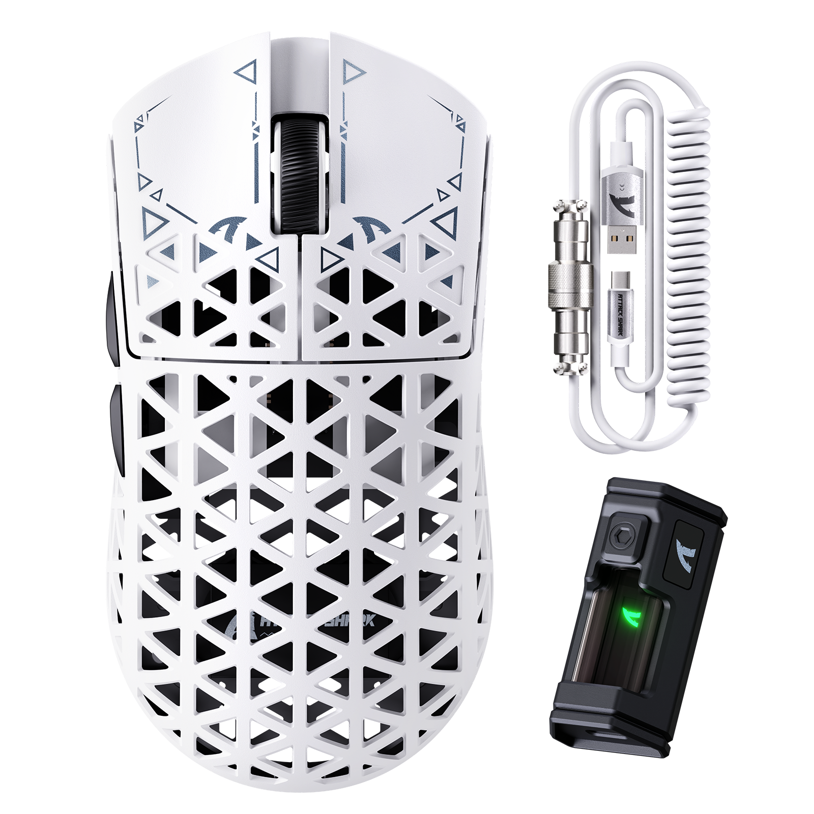 ATTACK SHARK R5 ULTRA Bezprzewodowa Mysz Gamingowa z Włókna Węglowego 8K PAW3950MAX z 8K Spiralnym Kablem