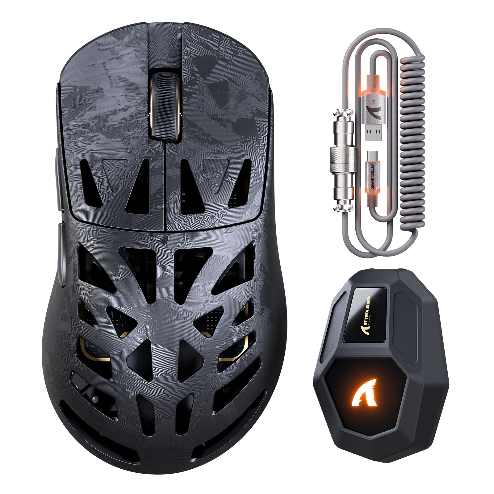 Bezprzewodowa mysz gamingowa ATTACK SHARK RS6 ULTRA z włókna węglowego, PAW3955MAX