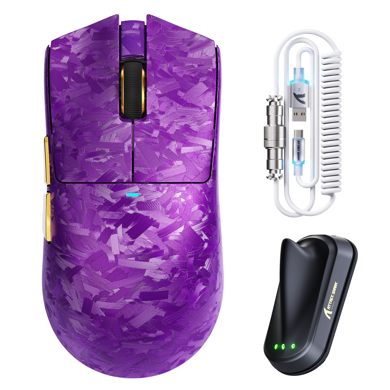 ATTACK SHARK X11 ULTRA Bezprzewodowa mysz gamingowa z włókna węglowego z kablem C06 Ultra LED