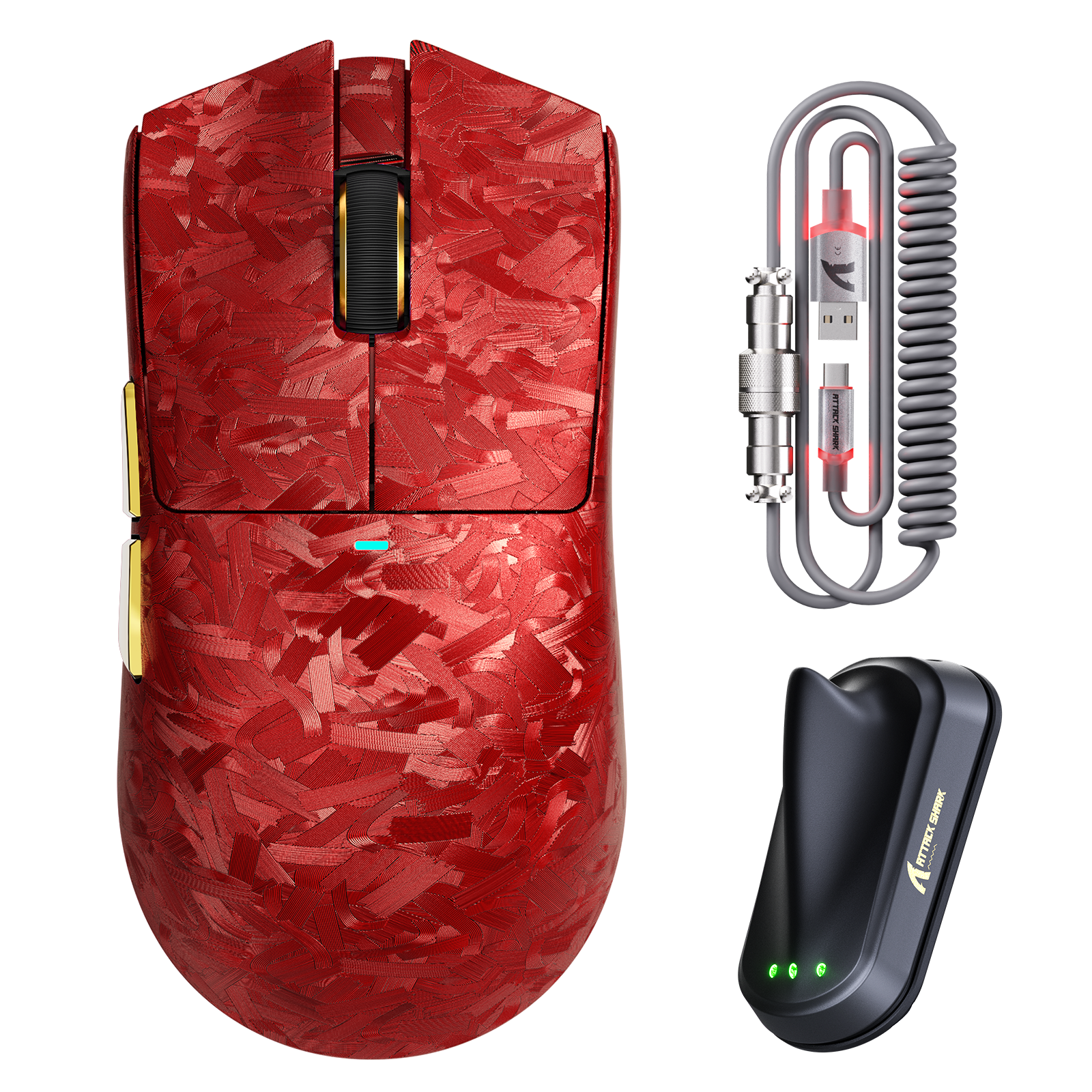 ATTACK SHARK X11 ULTRA Bezprzewodowa mysz gamingowa z włókna węglowego z kablem C06 Ultra LED