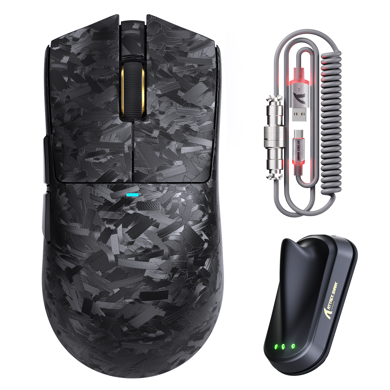 ATTACK SHARK X11 ULTRA Bezprzewodowa mysz gamingowa z włókna węglowego z kablem C06 Ultra LED