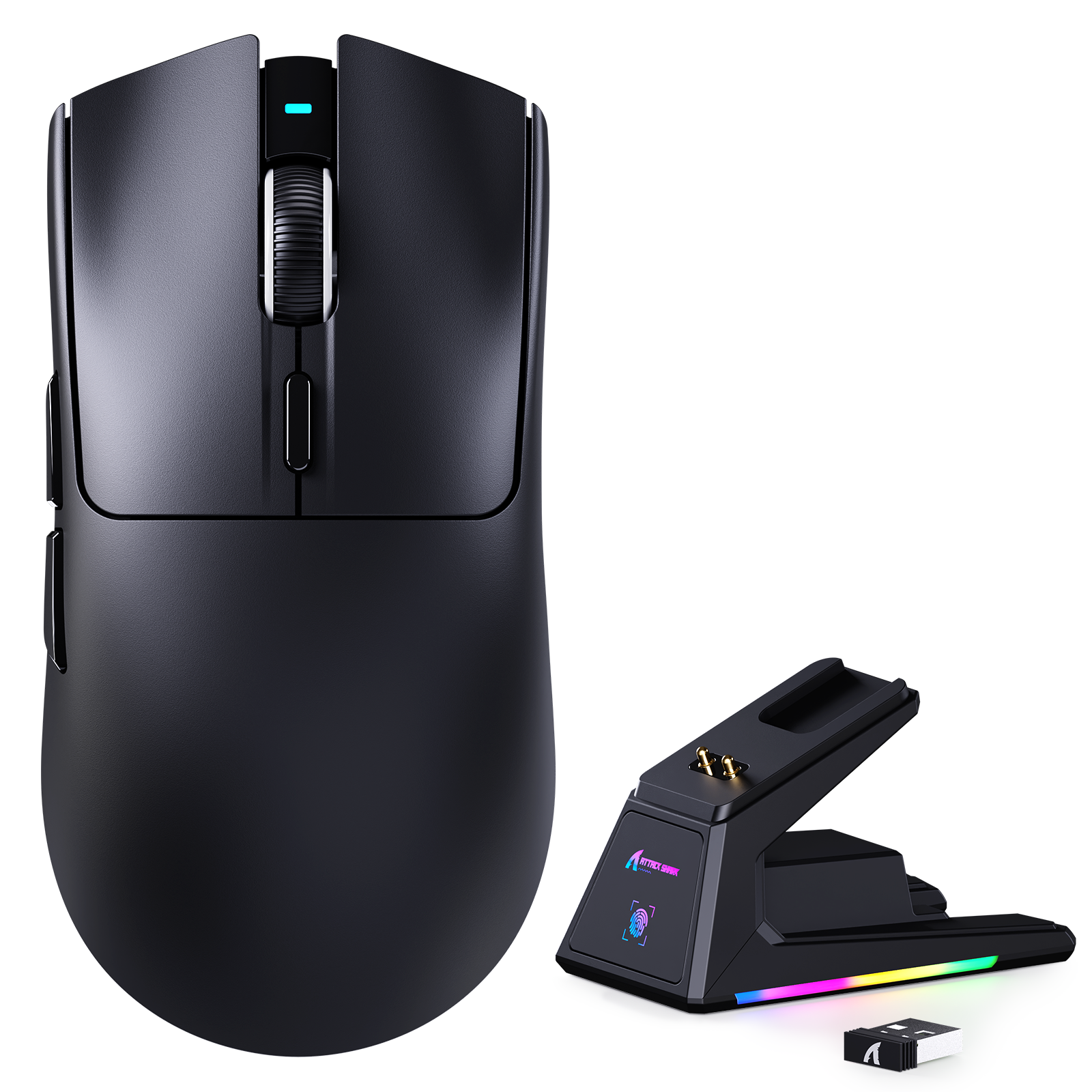 ATTACK SHARK X1 Tri-mode Gamingowa Mysz z Touchpadem RGB Stacja Ładująca Czujnik PAW3395PRO
