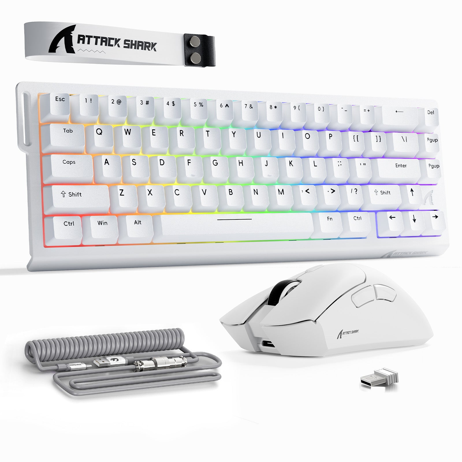 ATTACK SHARK X68HE Klawiatura Rapid Trigger + bezprzewodowa mysz do gier R1 + kabel spiralny C01 w zestawie