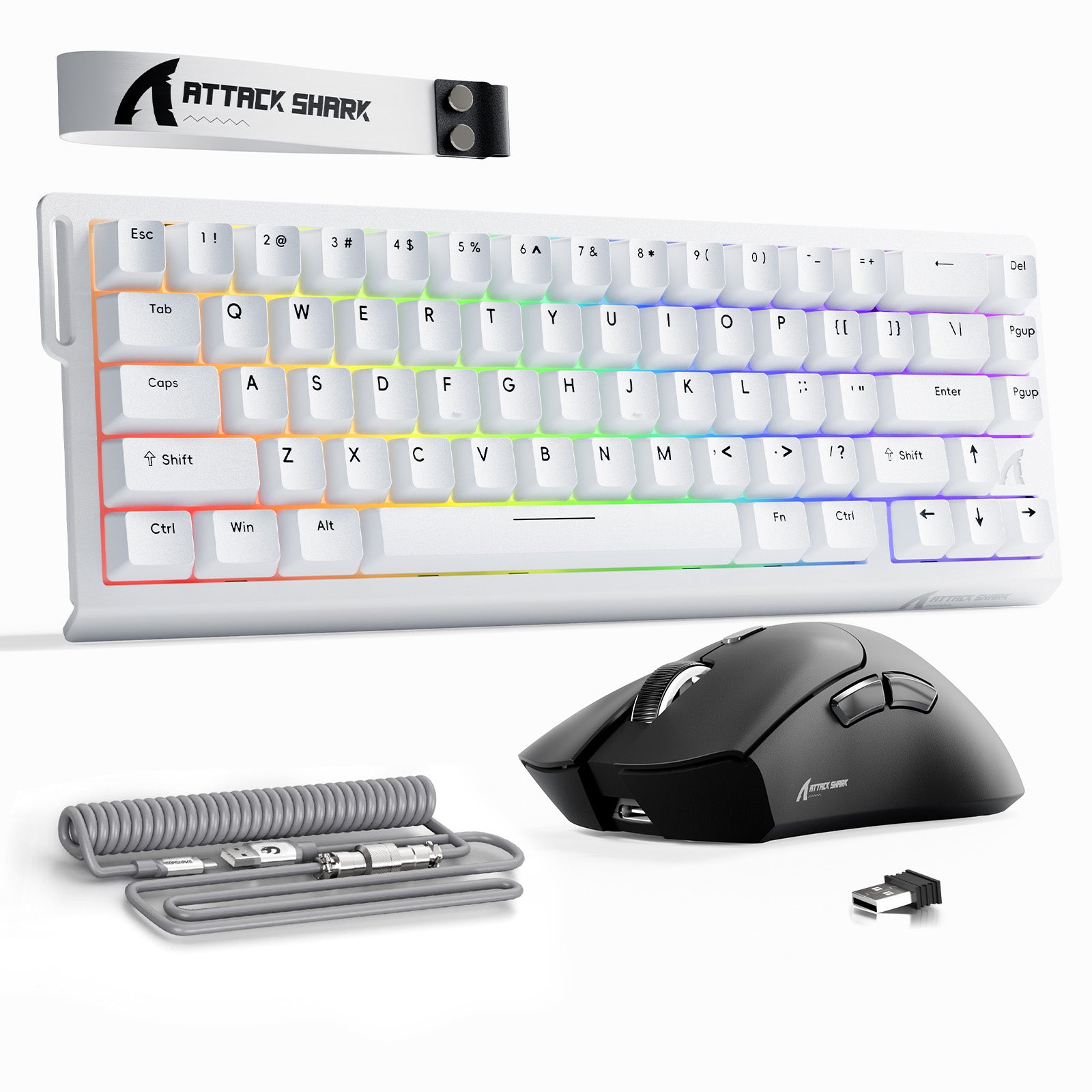 ATTACK SHARK X68HE Klawiatura Rapid Trigger + bezprzewodowa mysz do gier R1 + kabel spiralny C01 w zestawie